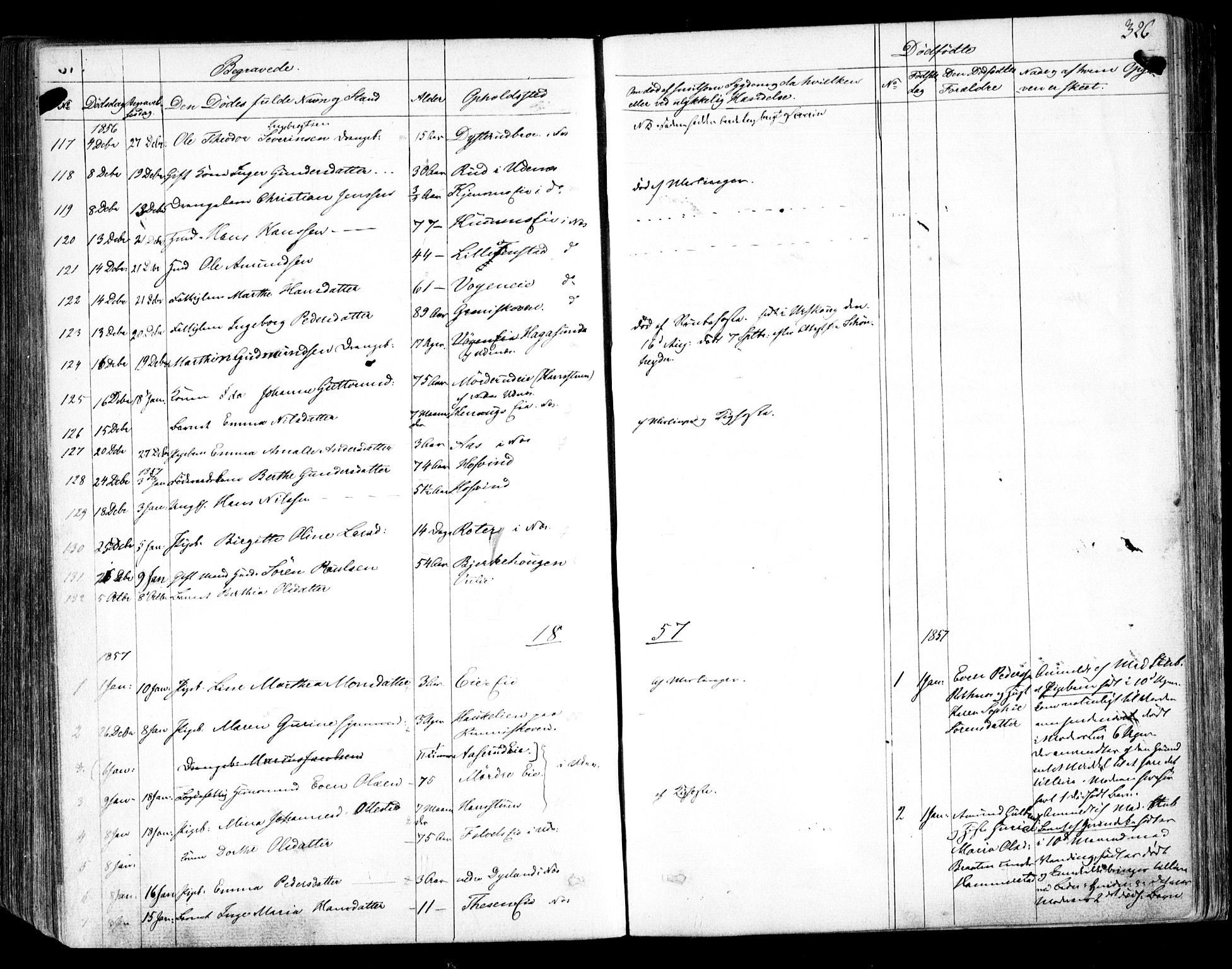 Nes prestekontor Kirkebøker, AV/SAO-A-10410/F/Fa/L0007: Parish register (official) no. I 7, 1846-1858, p. 326