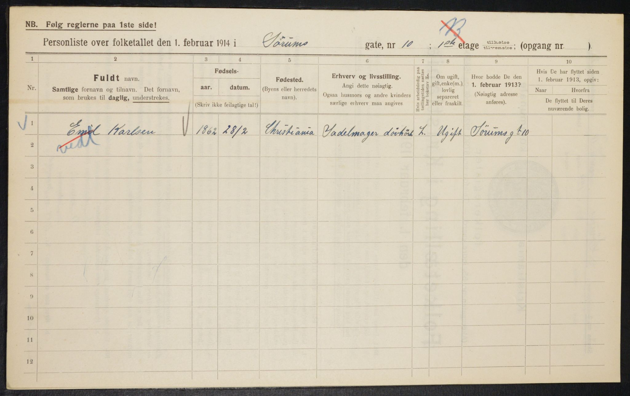 OBA, Municipal Census 1914 for Kristiania, 1914, p. 107717