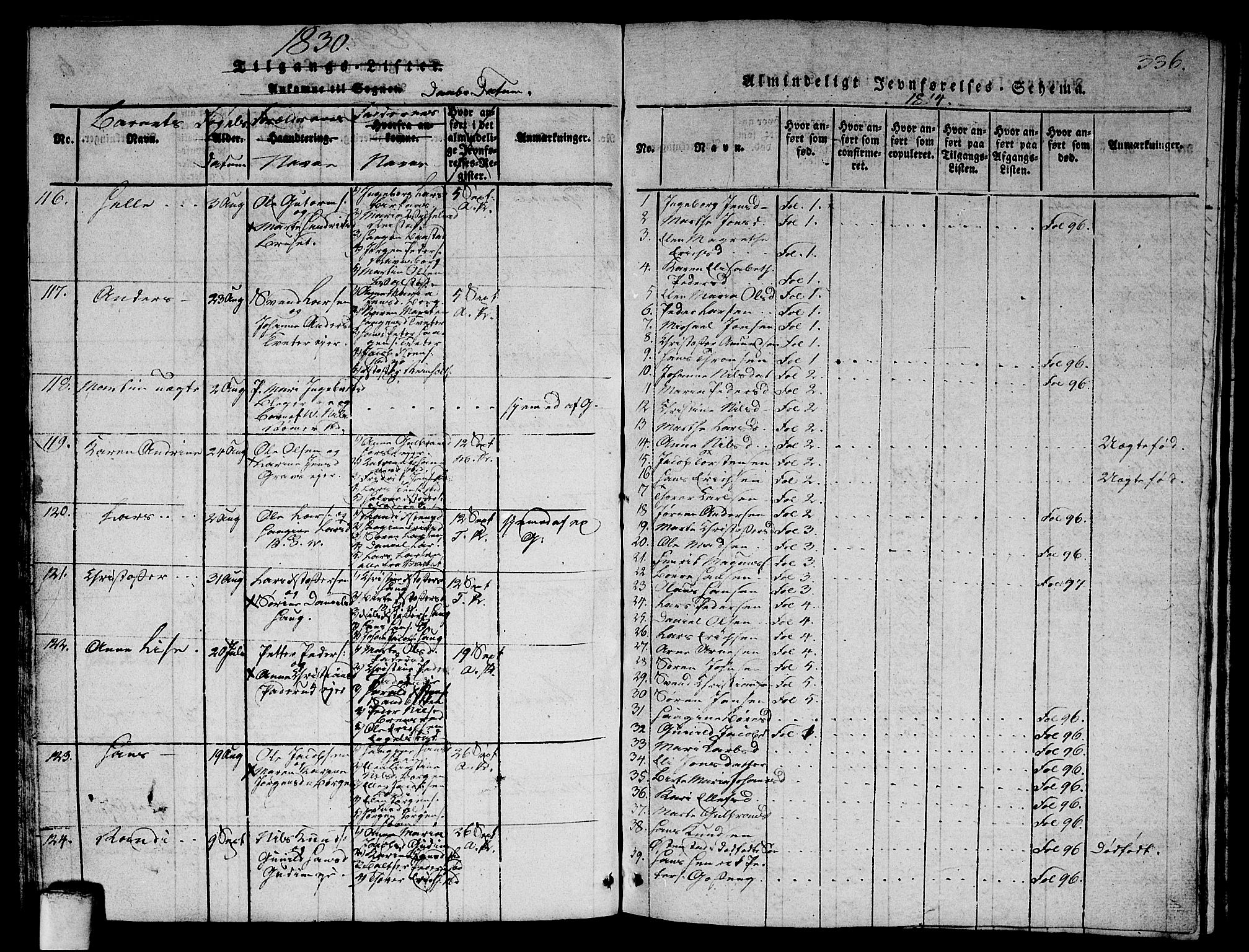 Asker prestekontor Kirkebøker, SAO/A-10256a/G/Ga/L0001: Parish register (copy) no. I 1, 1814-1830, p. 336