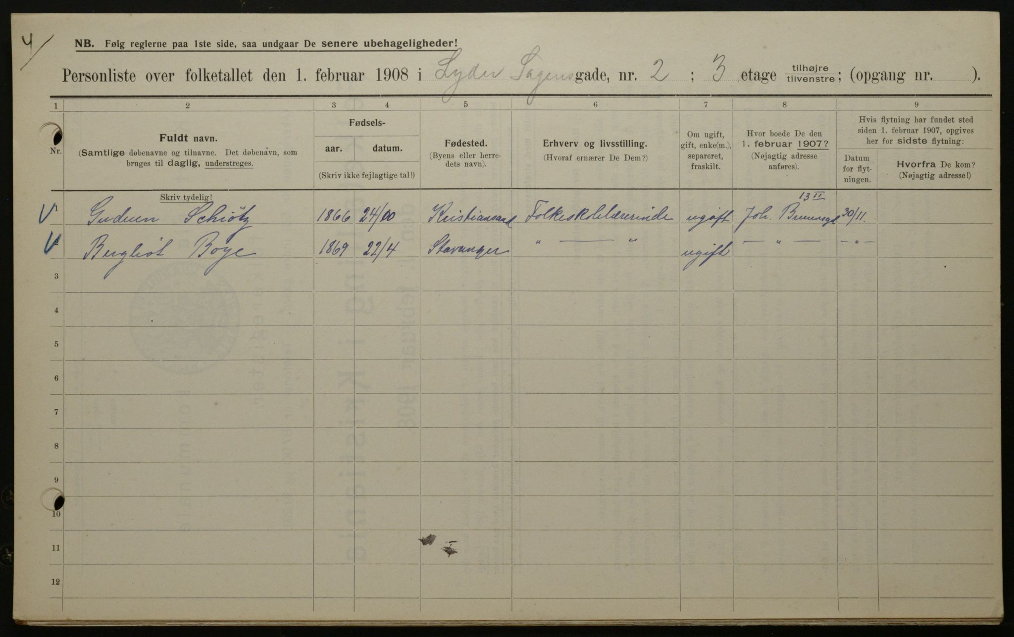 OBA, Municipal Census 1908 for Kristiania, 1908, p. 52331