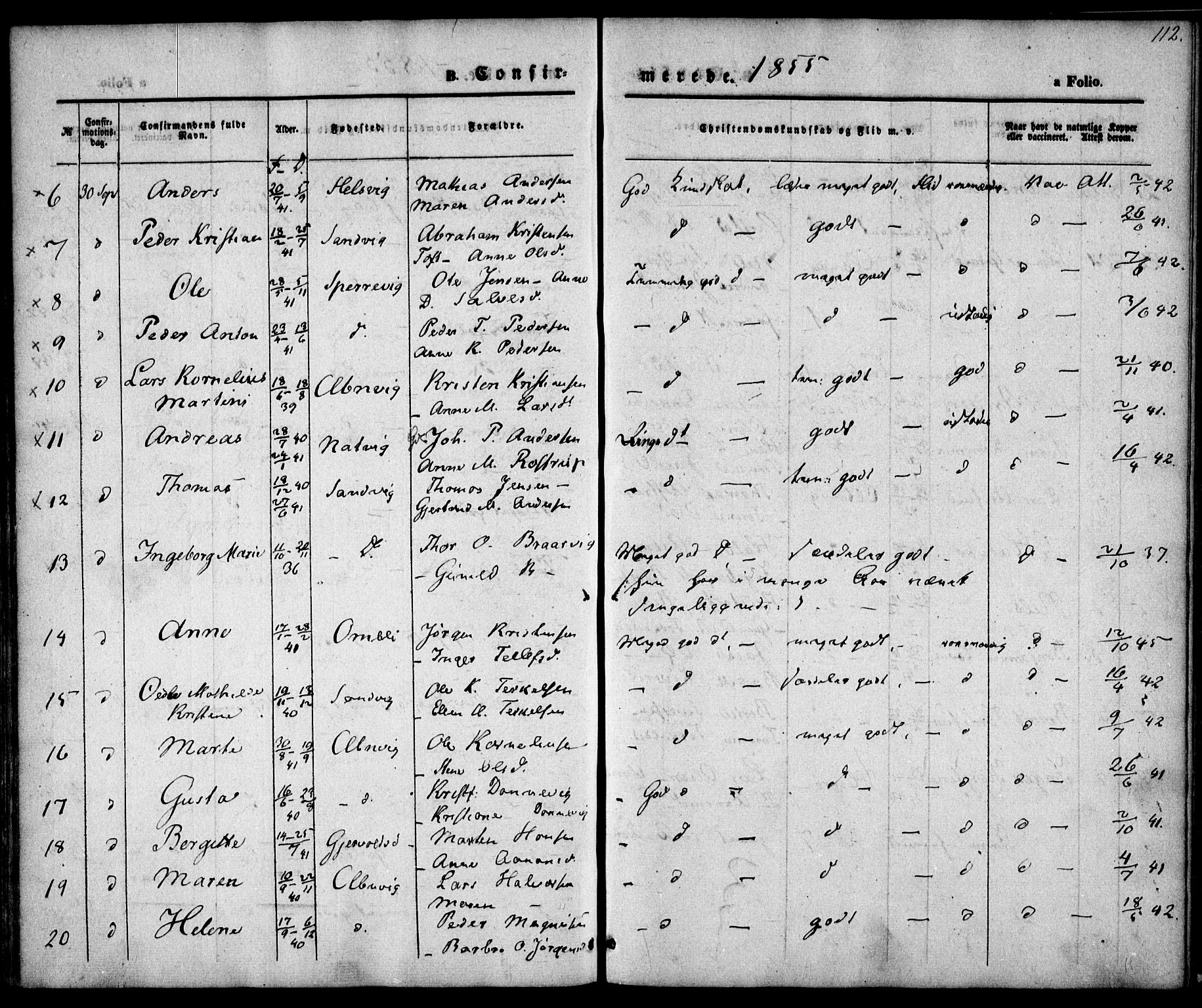 Hisøy sokneprestkontor, SAK/1111-0020/F/Fa/L0001: Parish register (official) no. A 1, 1849-1871, p. 112