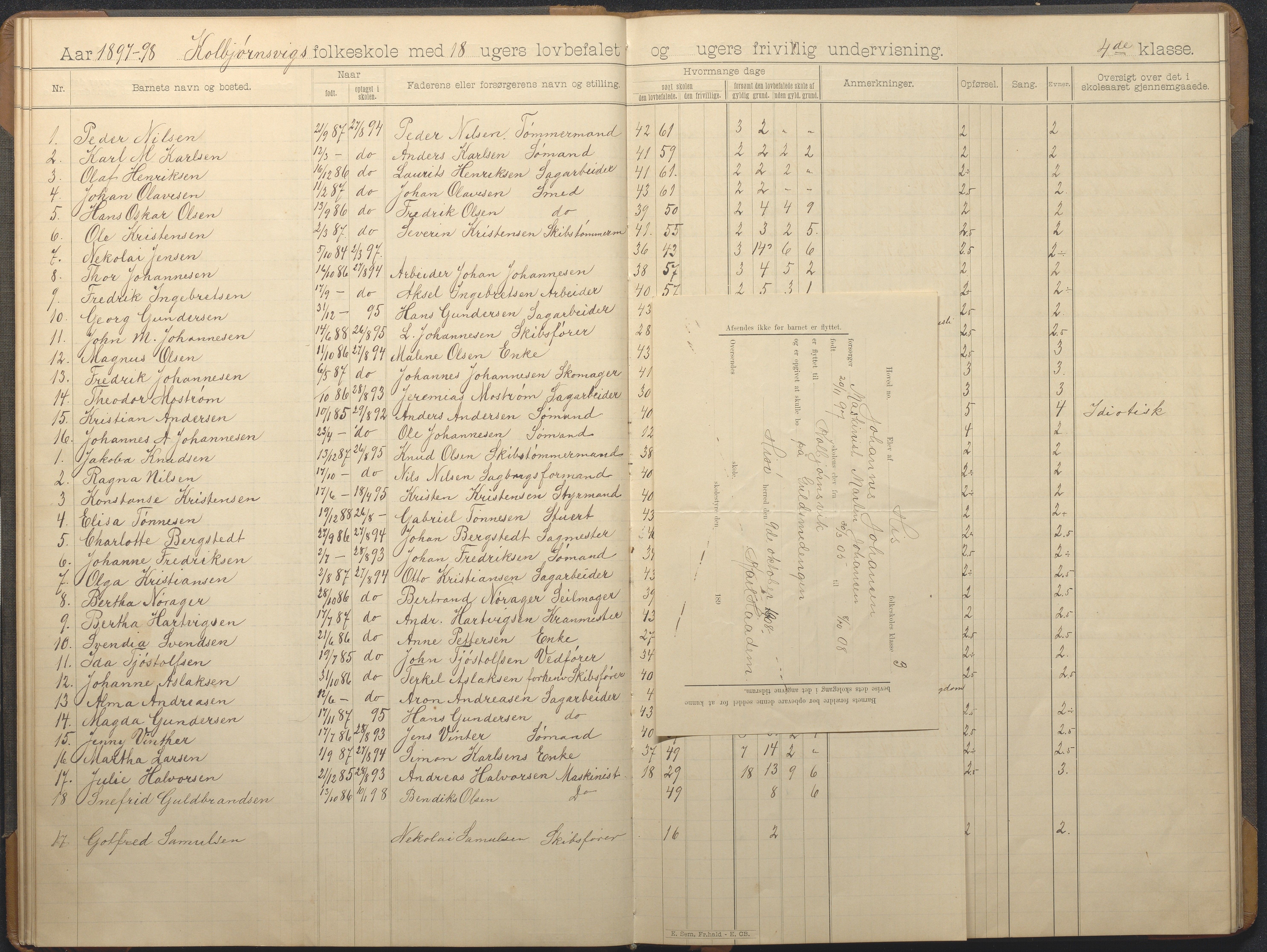 Hisøy kommune frem til 1991, AAKS/KA0922-PK/32/L0014: Skoleprotokoll, 1893-1909