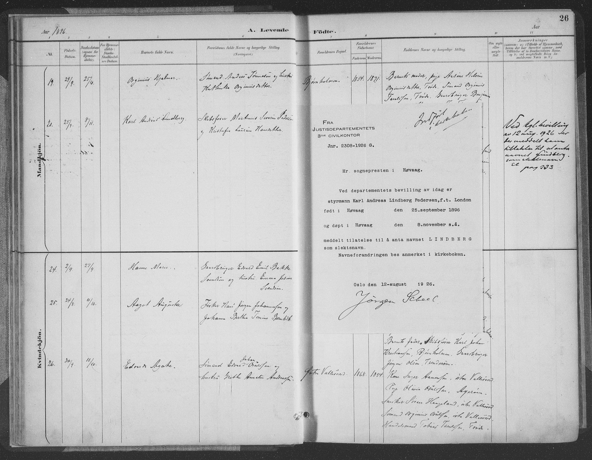 Høvåg sokneprestkontor, AV/SAK-1111-0025/F/Fa/L0006: Parish register (official) no. A 6, 1894-1923, p. 26