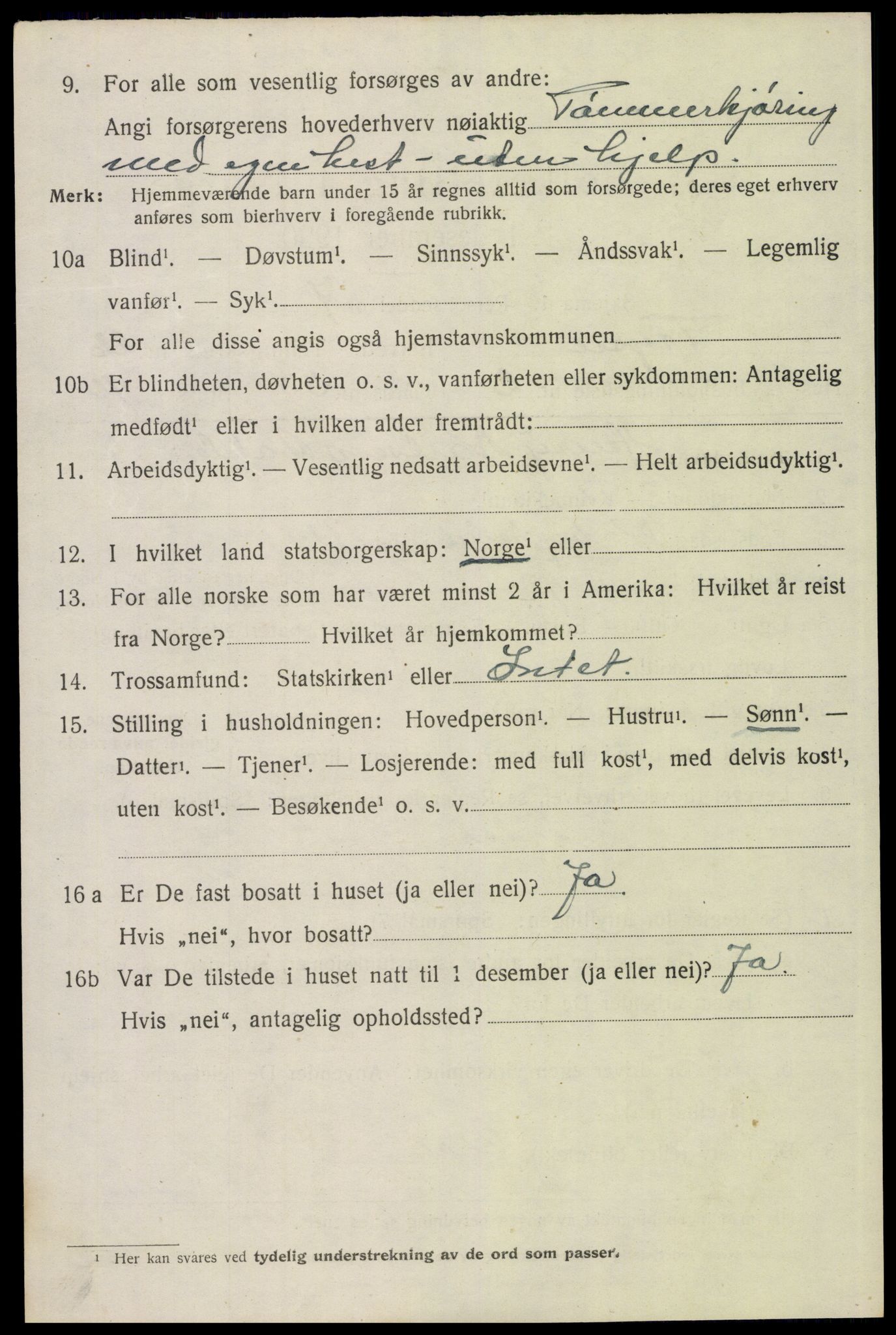 SAH, 1920 census for Trysil, 1920, p. 16130