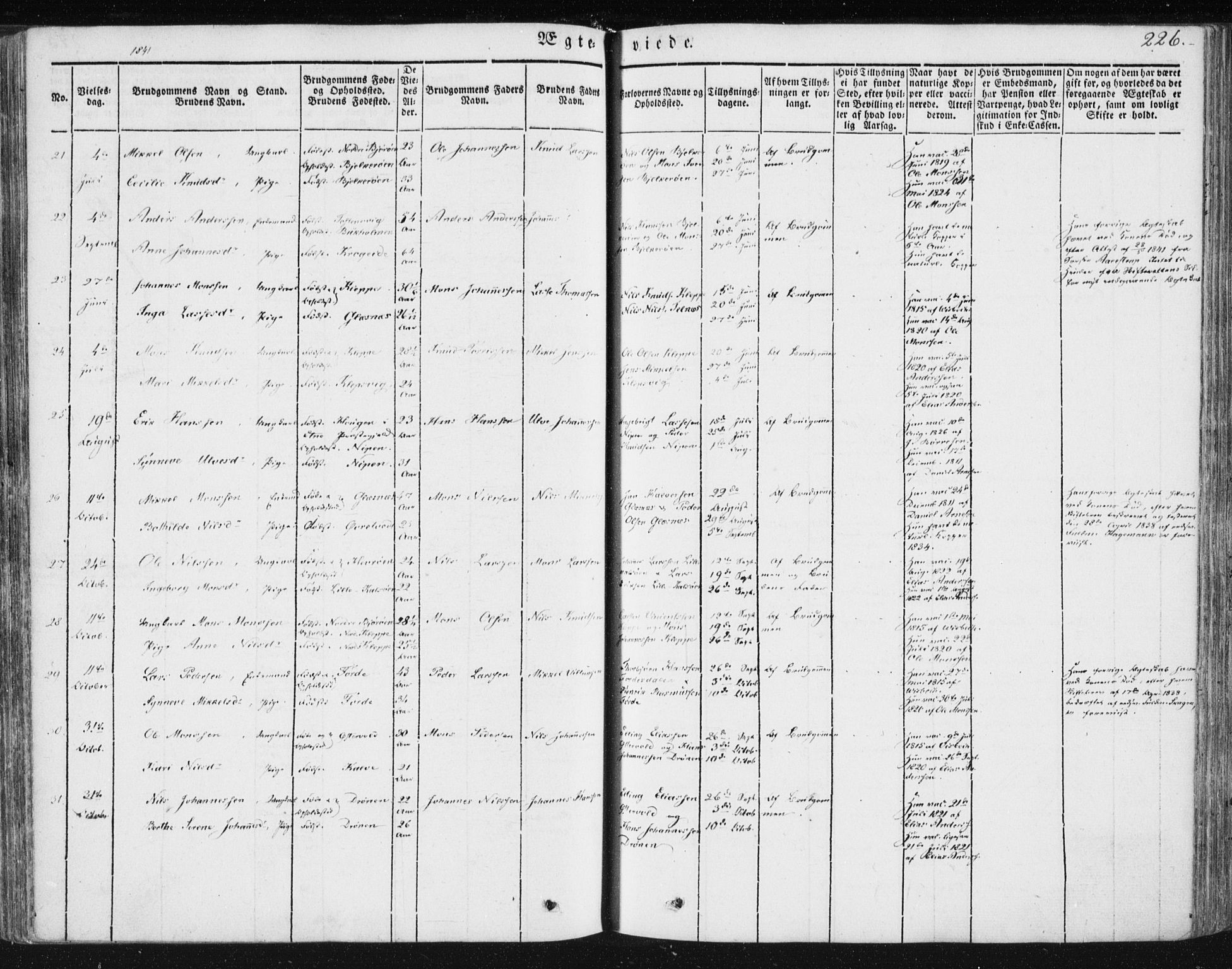 Sund sokneprestembete, SAB/A-99930: Parish register (official) no. A 13, 1835-1849, p. 226