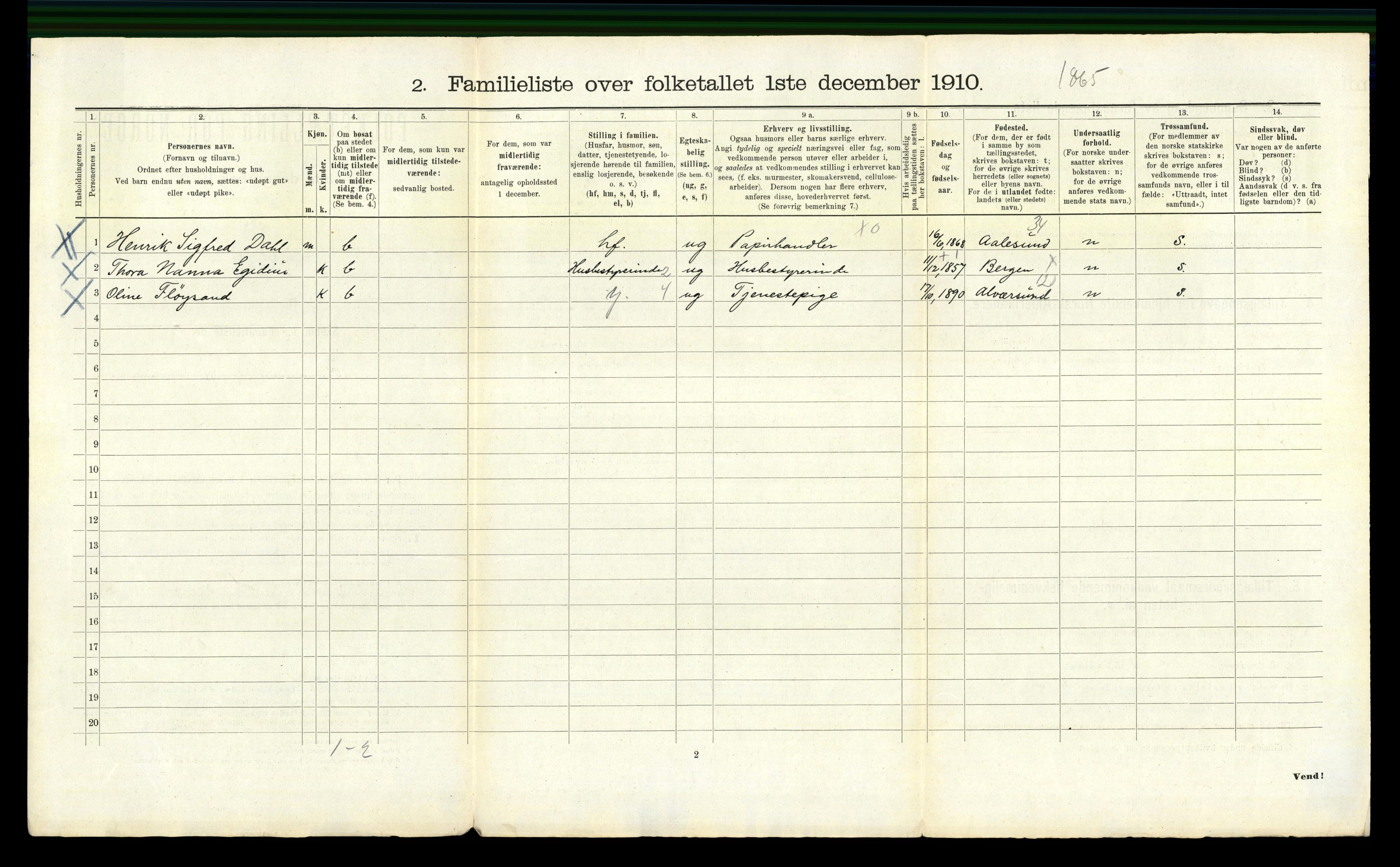 RA, 1910 census for Bergen, 1910, p. 26694