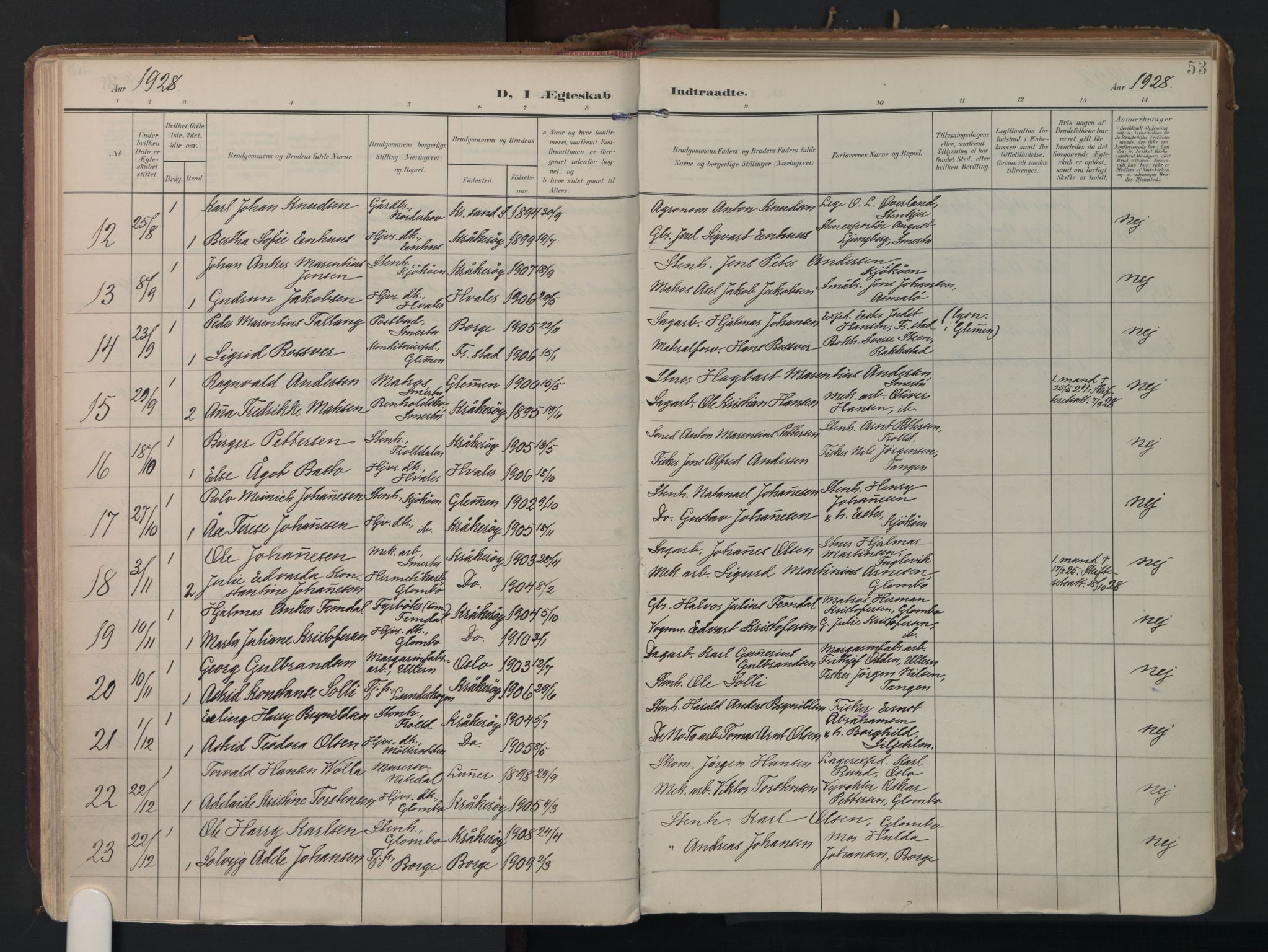 Kråkerøy prestekontor Kirkebøker, AV/SAO-A-10912/F/Fa/L0004: Parish register (official) no. 4, 1908-1965, p. 53