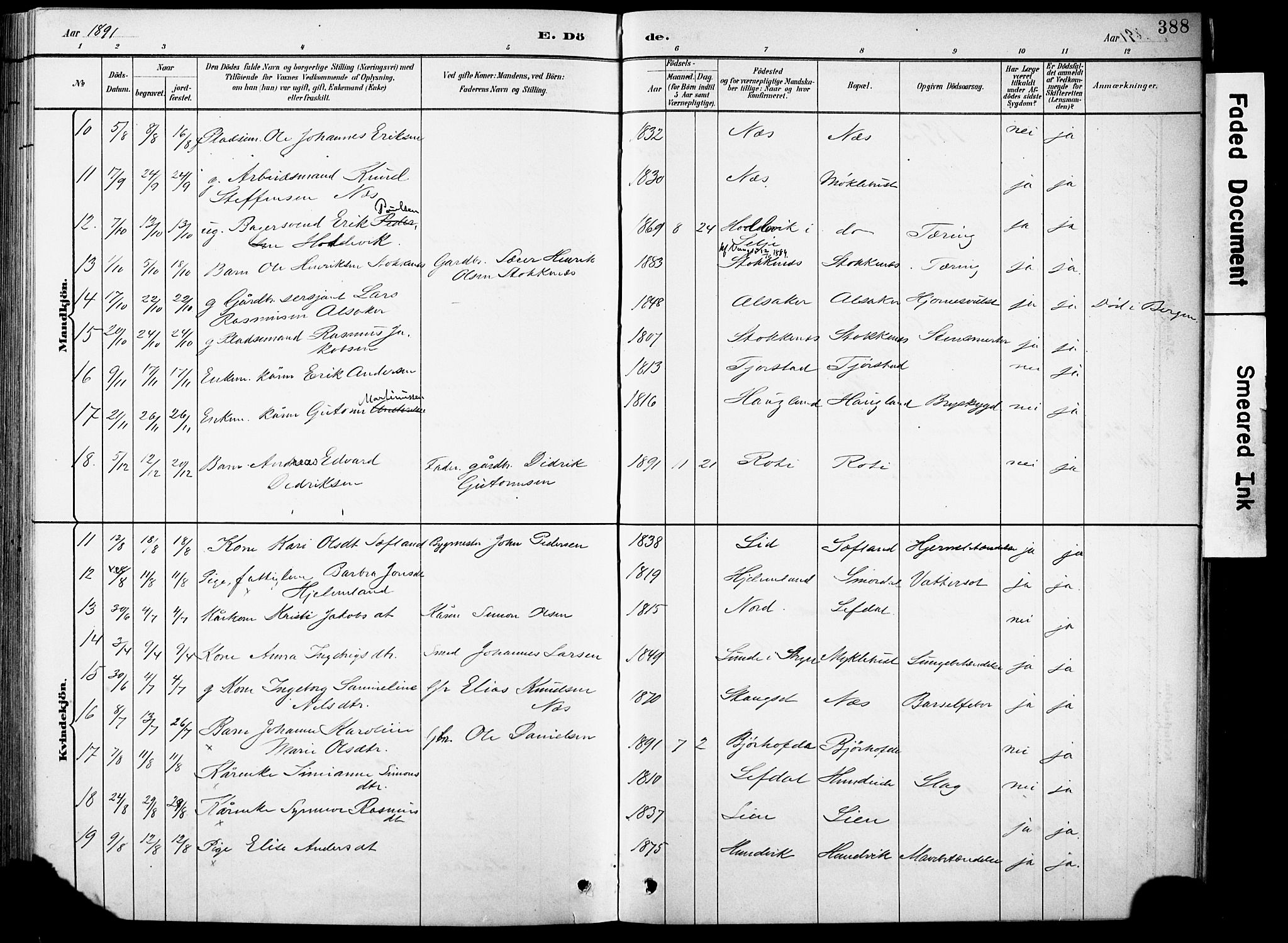 Eid sokneprestembete, AV/SAB-A-82301/H/Hab/Habb/L0002: Parish register (copy) no. B 2, 1882-1907, p. 388