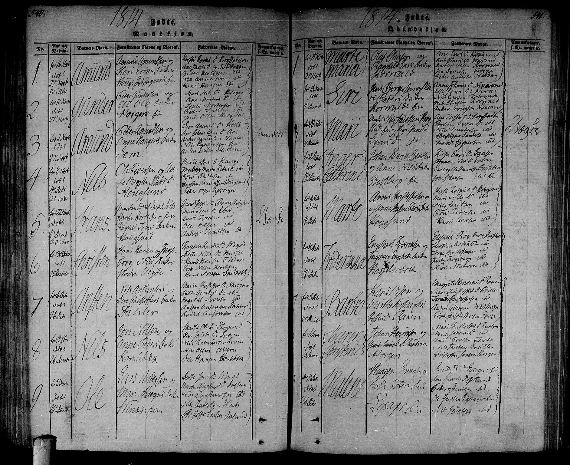 Eiker kirkebøker, AV/SAKO-A-4/F/Fa/L0010: Parish register (official) no. I 10, 1806-1815, p. 540-541