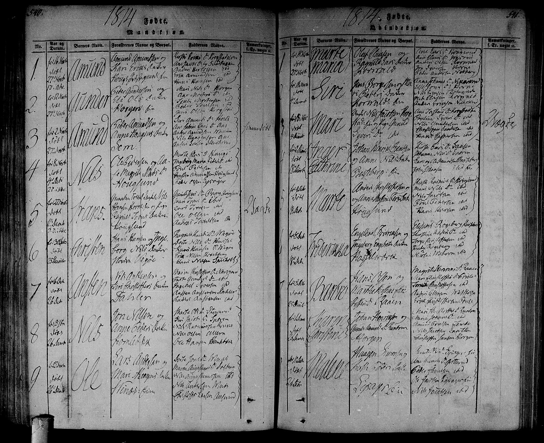 Eiker kirkebøker, AV/SAKO-A-4/F/Fa/L0010: Parish register (official) no. I 10, 1806-1815, p. 540-541