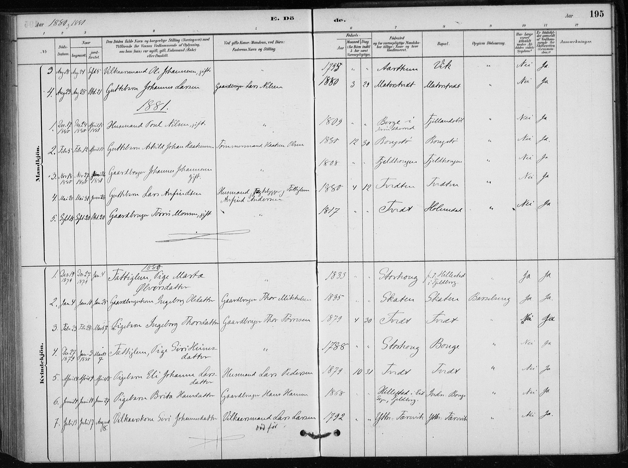 Skånevik sokneprestembete, SAB/A-77801/H/Haa: Parish register (official) no. C  1, 1879-1917, p. 195