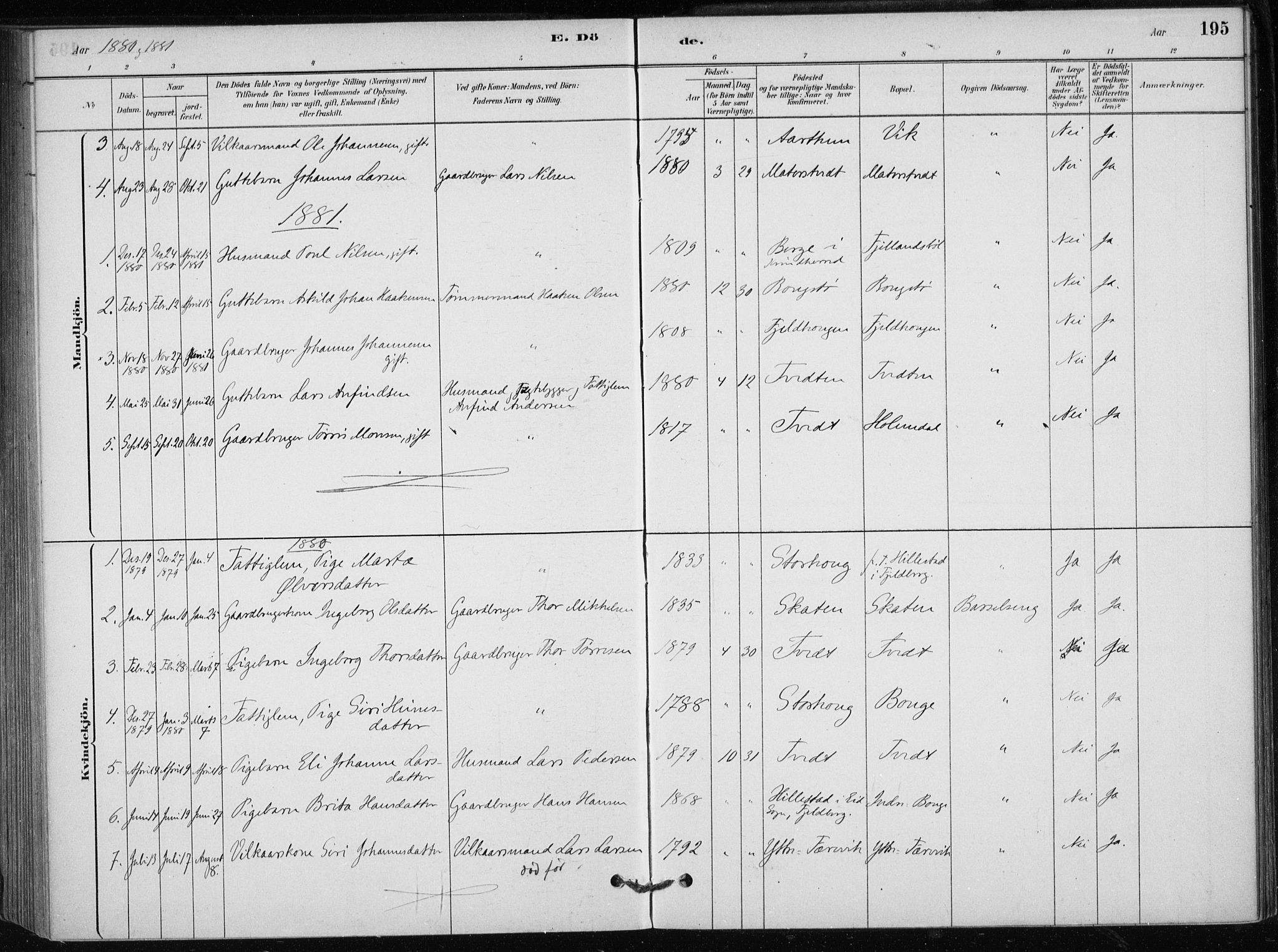 Skånevik sokneprestembete, AV/SAB-A-77801/H/Haa: Parish register (official) no. C  1, 1879-1917, p. 195