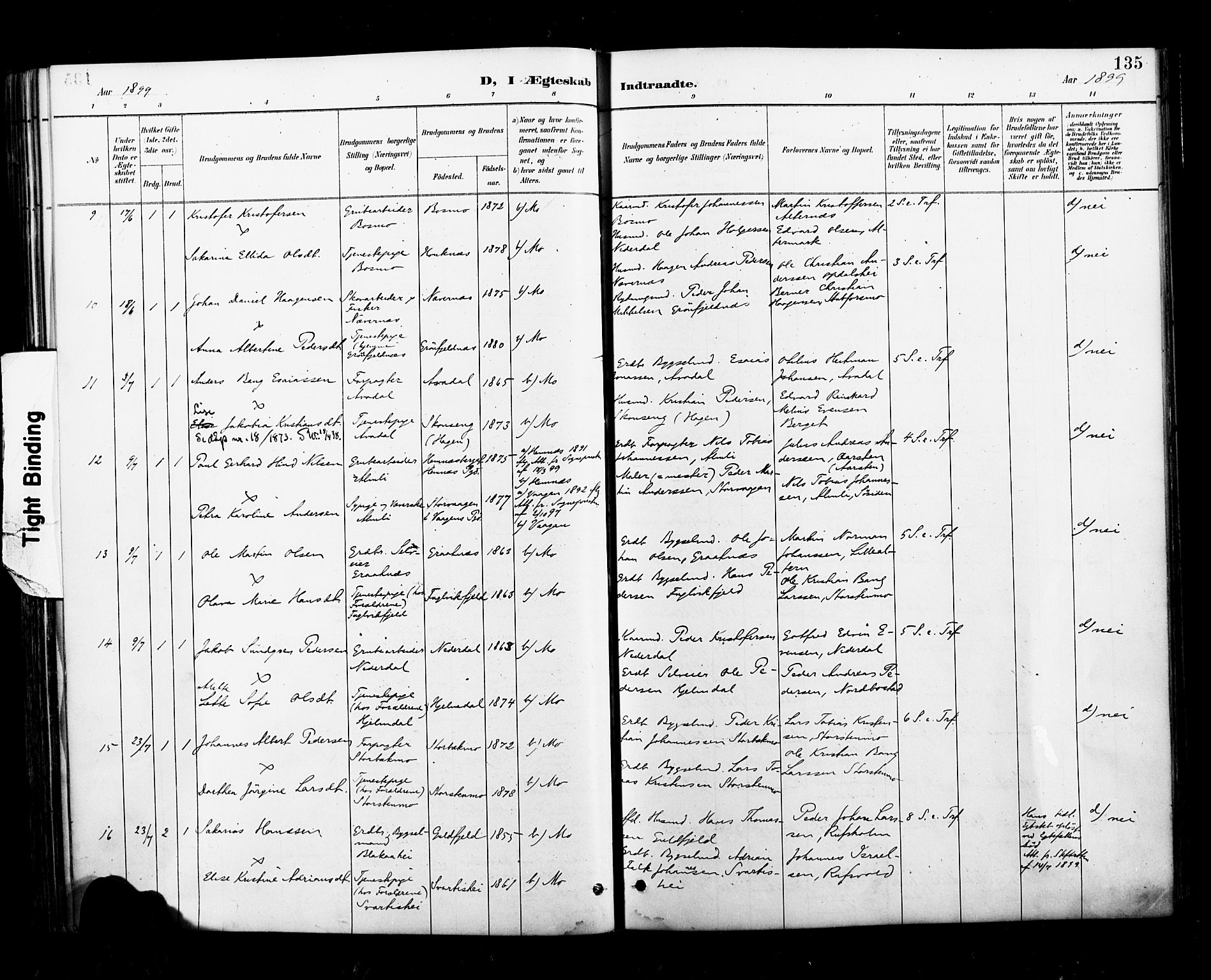 Ministerialprotokoller, klokkerbøker og fødselsregistre - Nordland, AV/SAT-A-1459/827/L0401: Parish register (official) no. 827A13, 1887-1905, p. 135