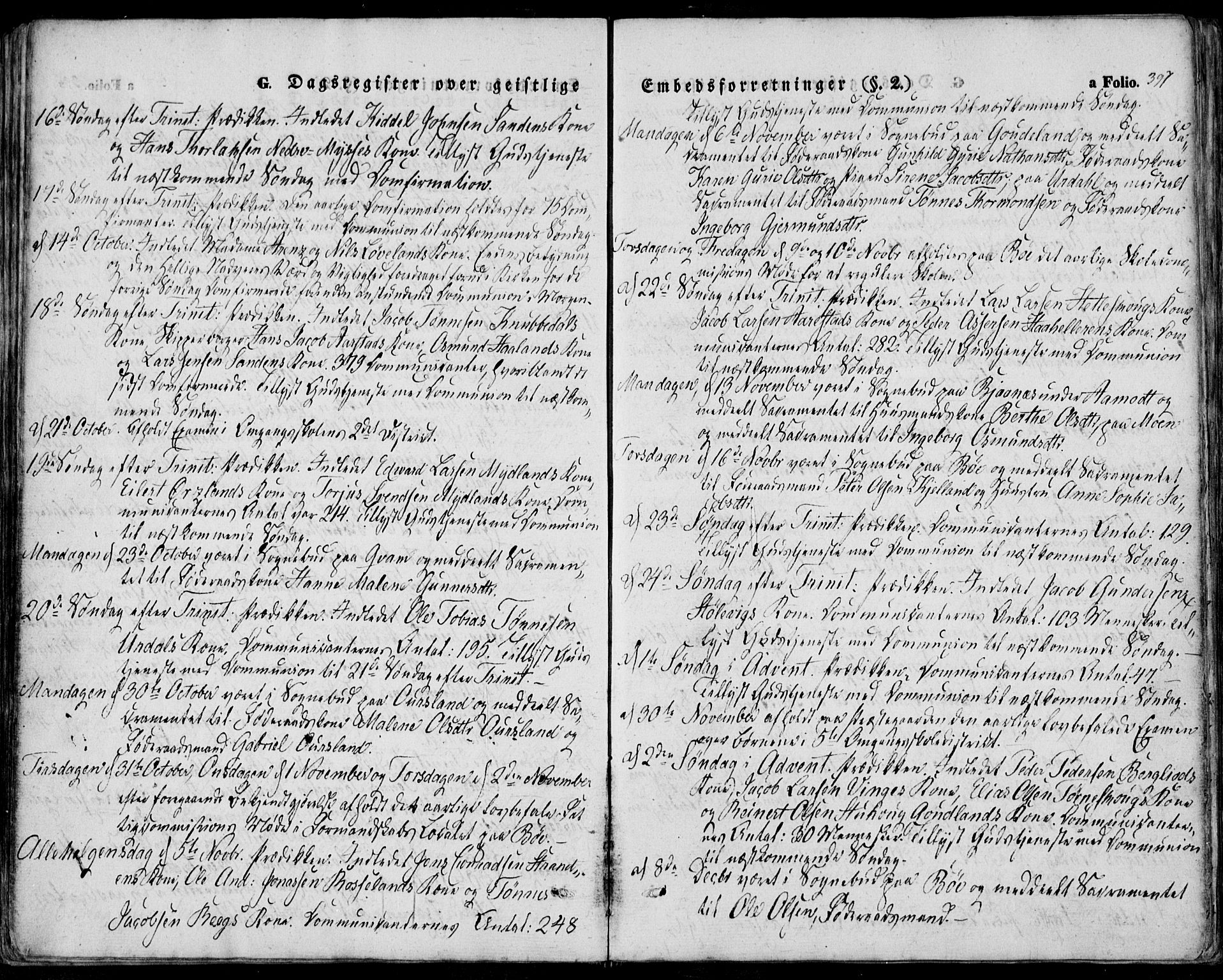 Sokndal sokneprestkontor, AV/SAST-A-101808: Parish register (official) no. A 8.2, 1842-1857, p. 397