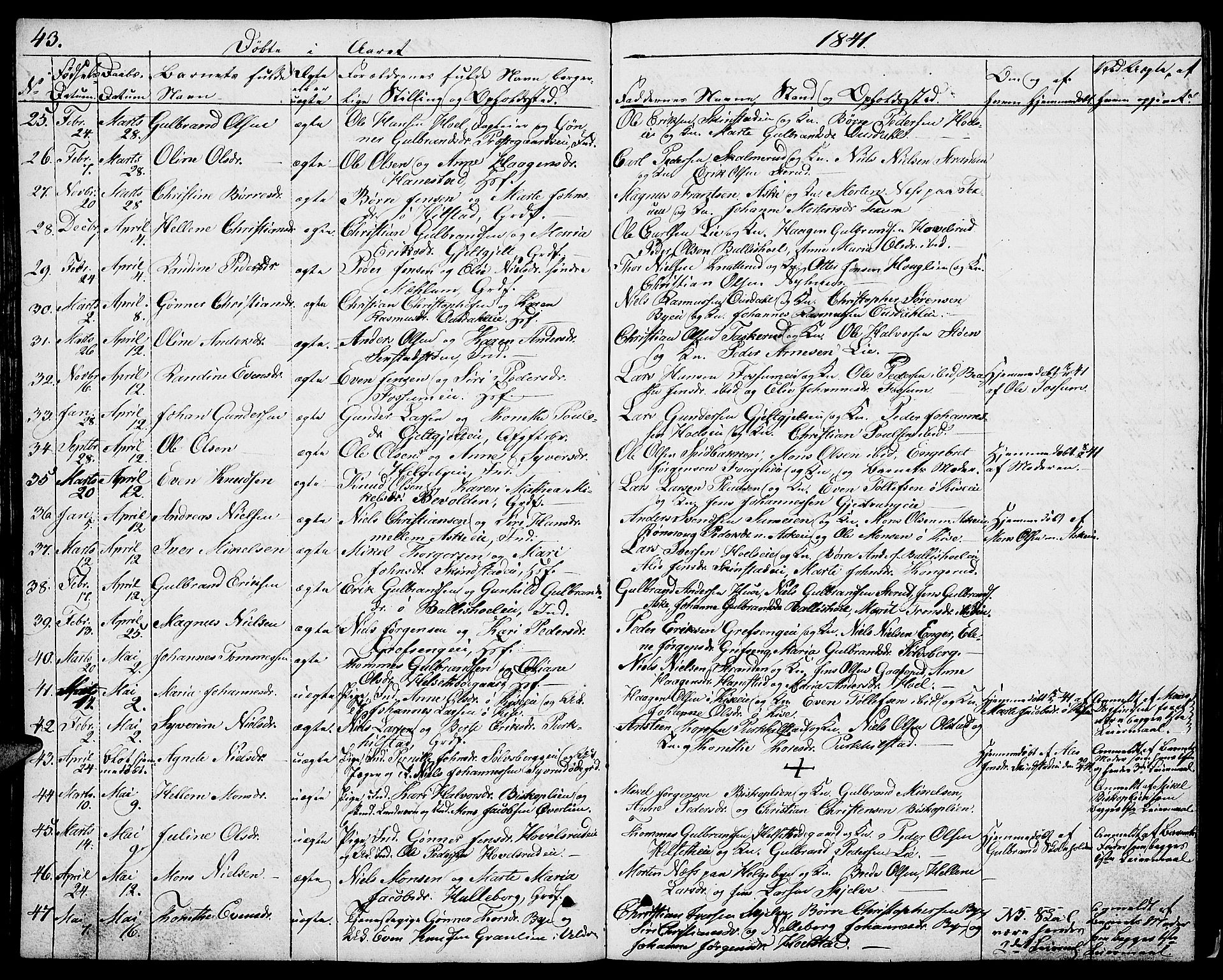 Nes prestekontor, Hedmark, AV/SAH-PREST-020/L/La/L0004: Parish register (copy) no. 4, 1832-1861, p. 43