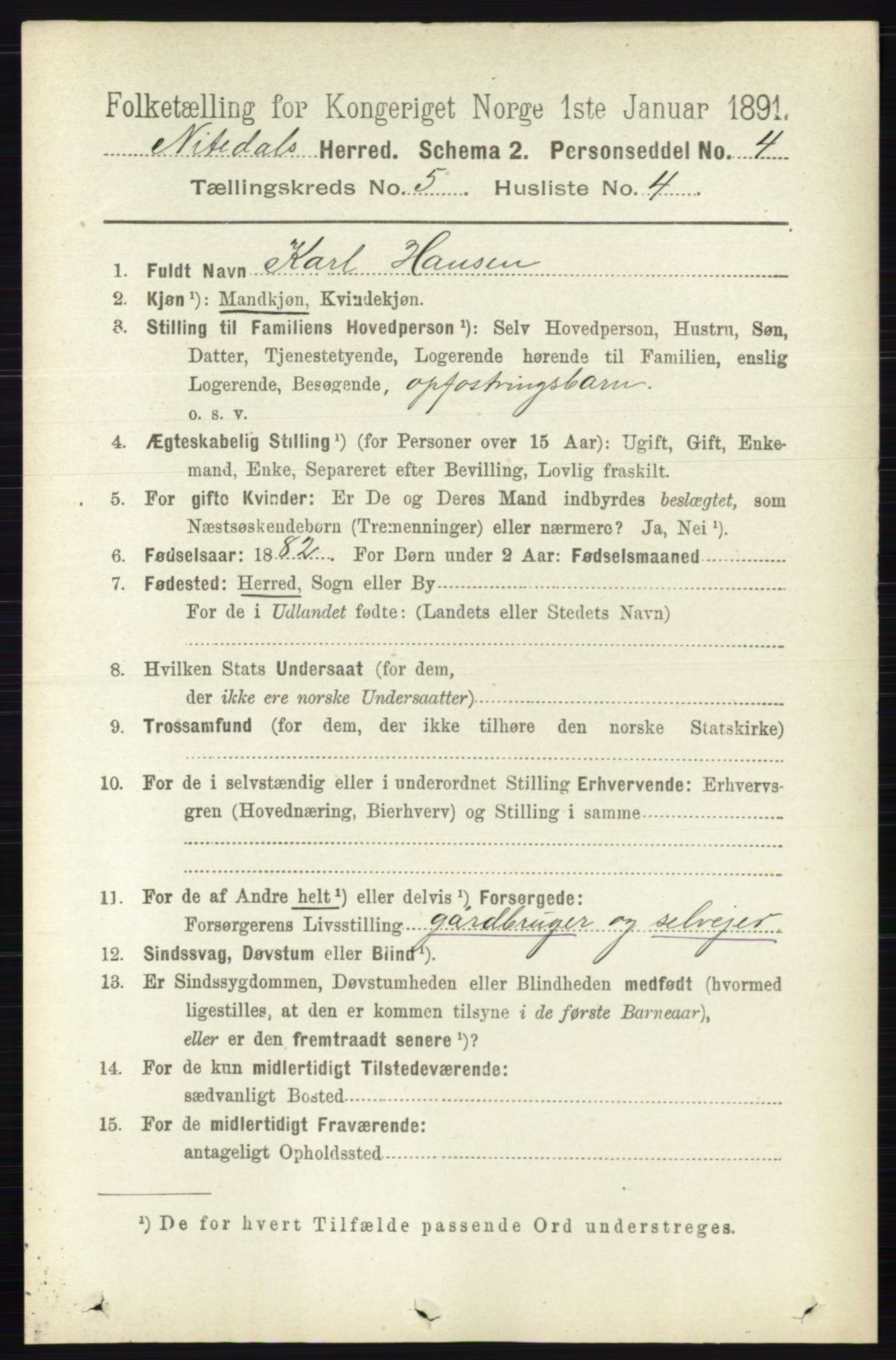 RA, 1891 census for 0233 Nittedal, 1891, p. 2201