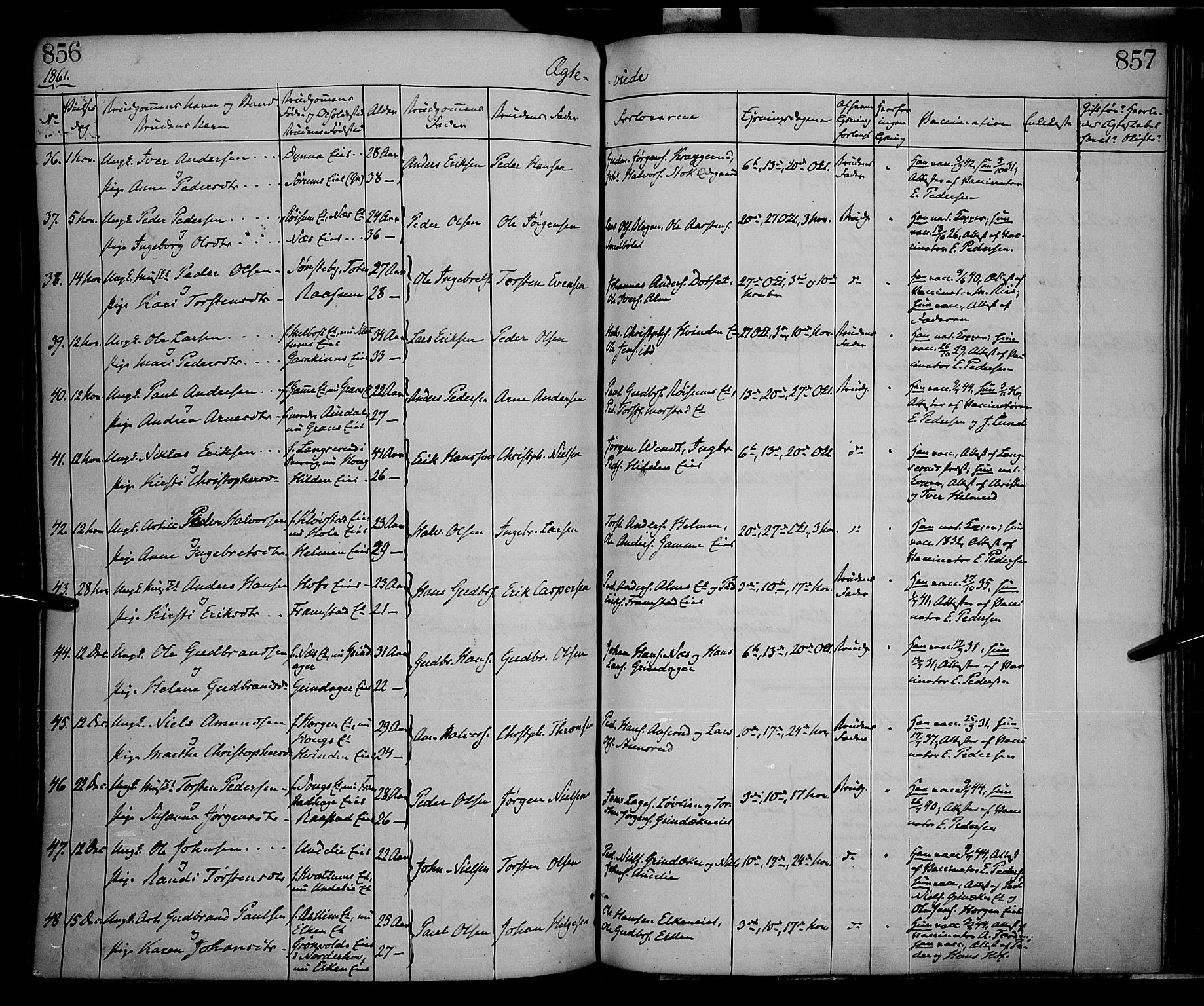 Gran prestekontor, SAH/PREST-112/H/Ha/Haa/L0012: Parish register (official) no. 12, 1856-1874, p. 856-857