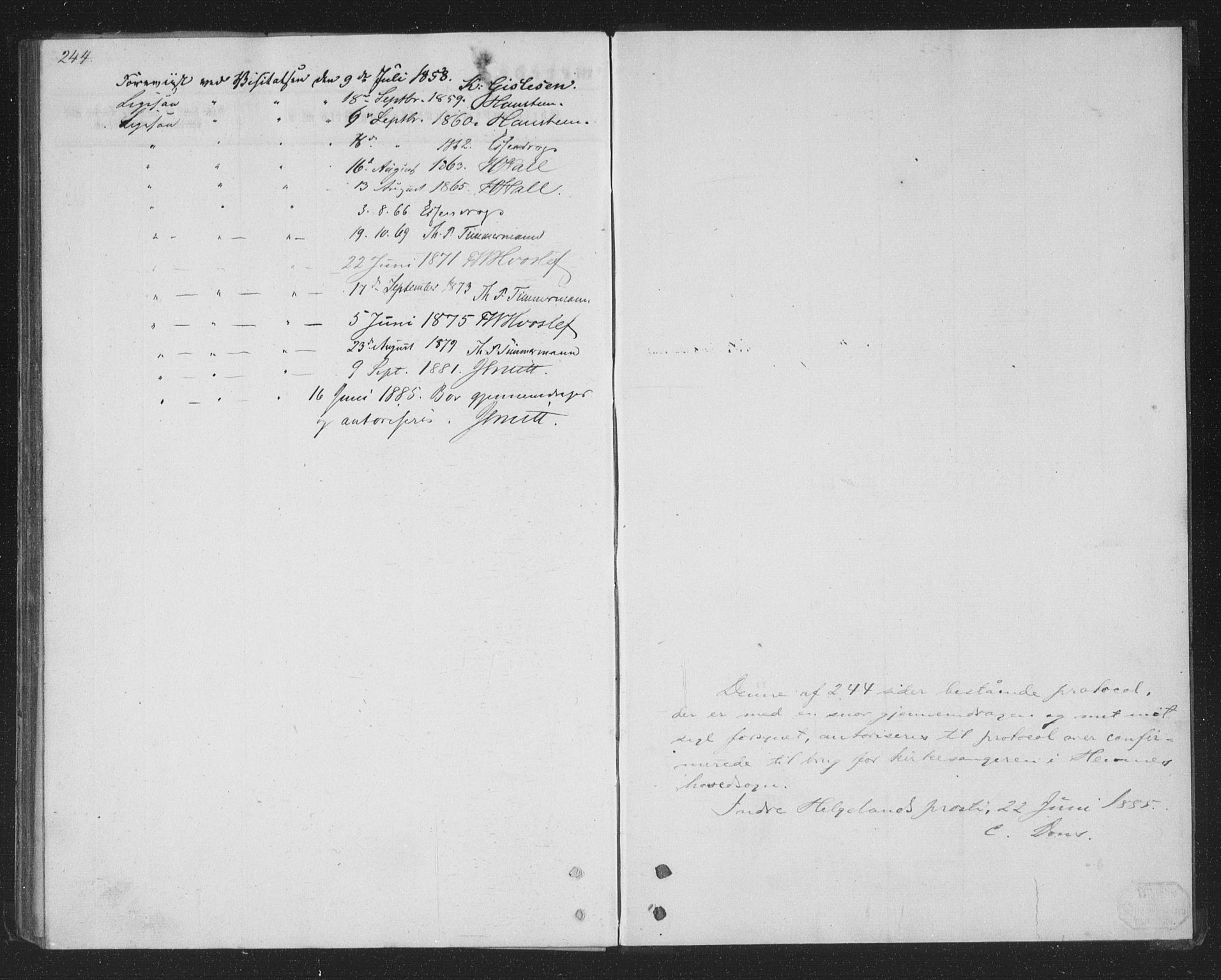 Ministerialprotokoller, klokkerbøker og fødselsregistre - Nordland, SAT/A-1459/825/L0366: Parish register (copy) no. 825C03, 1858-1884, p. 244