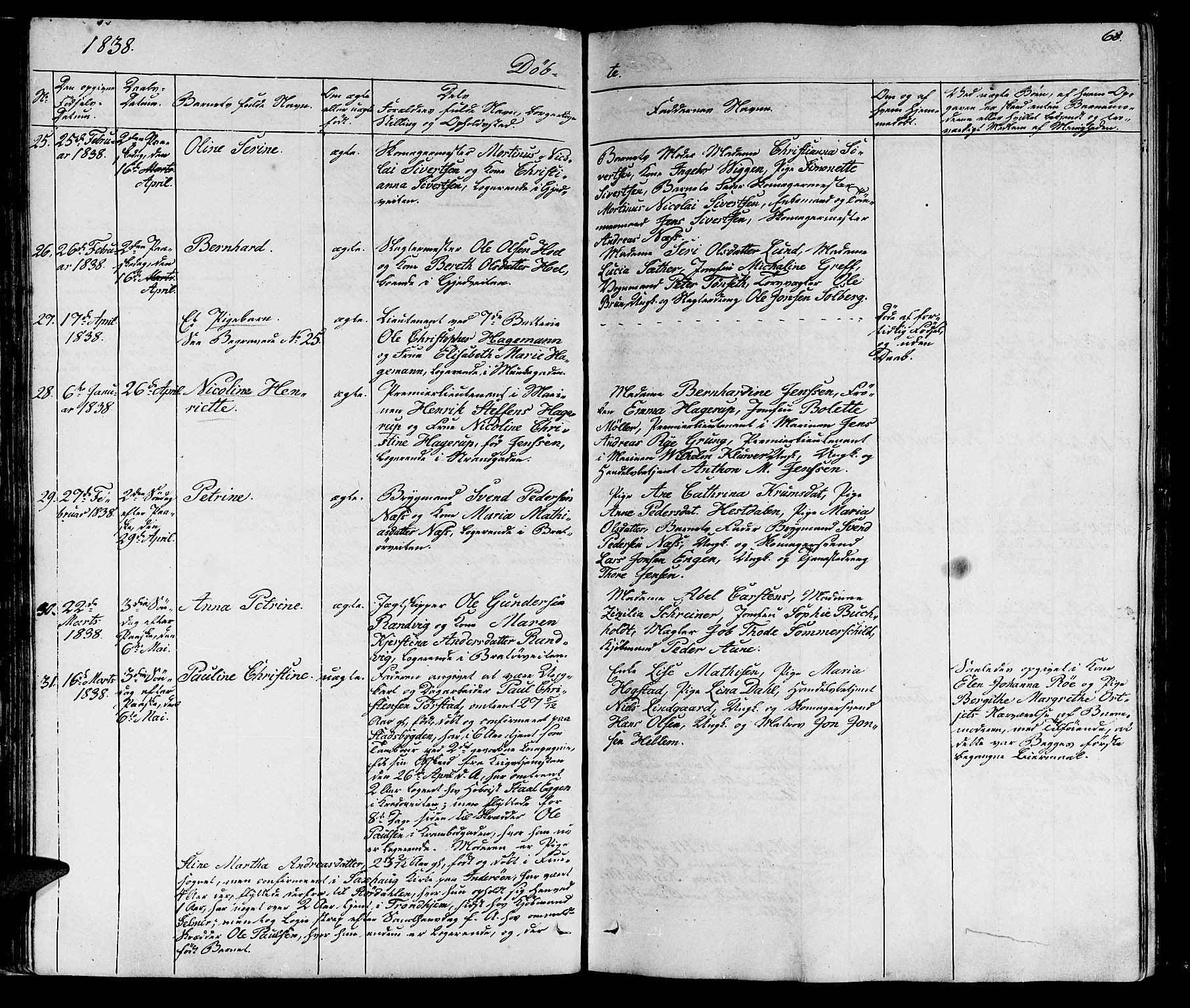 Ministerialprotokoller, klokkerbøker og fødselsregistre - Sør-Trøndelag, AV/SAT-A-1456/602/L0136: Parish register (copy) no. 602C04, 1833-1845, p. 68