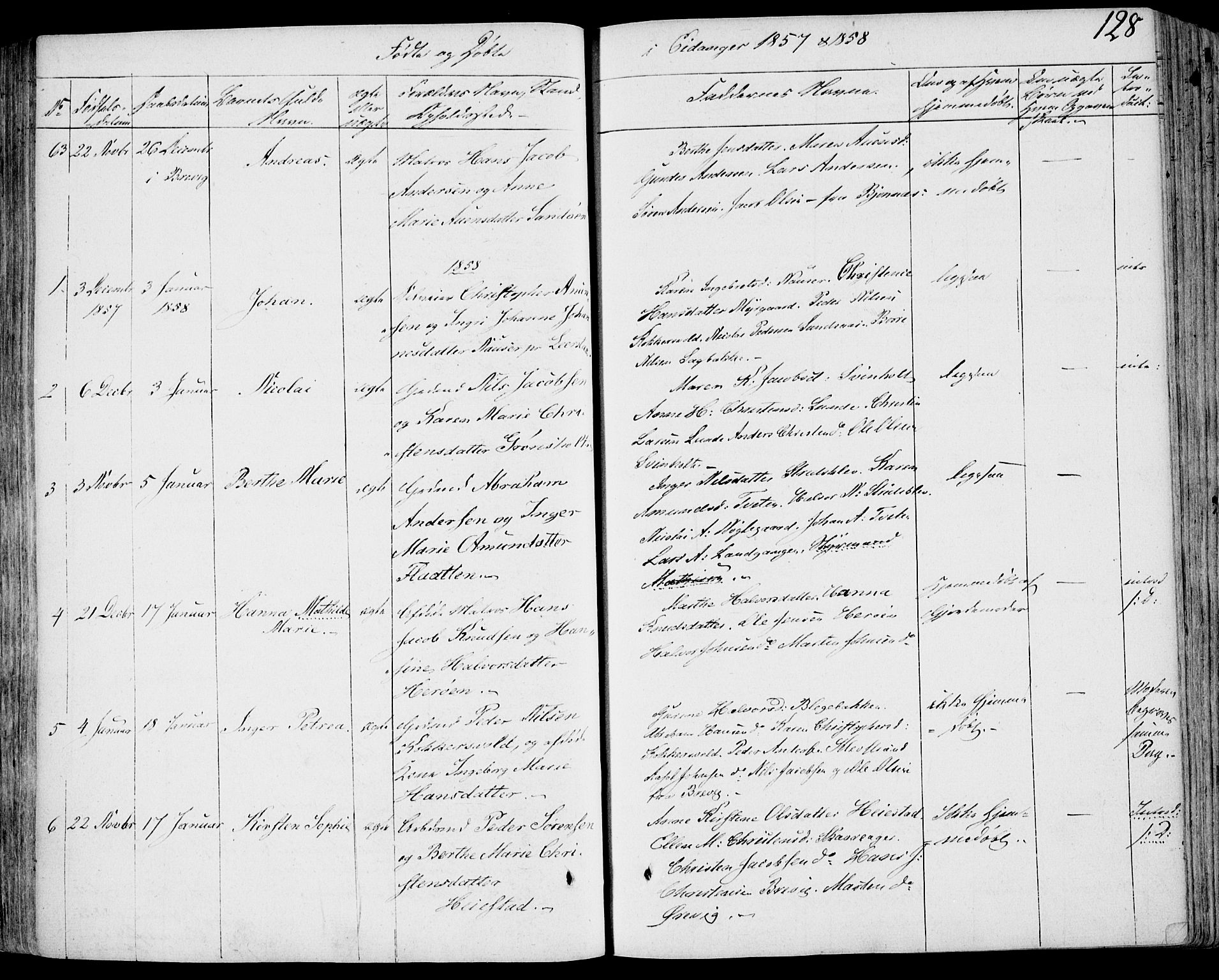 Eidanger kirkebøker, SAKO/A-261/F/Fa/L0008: Parish register (official) no. 8, 1831-1858, p. 128