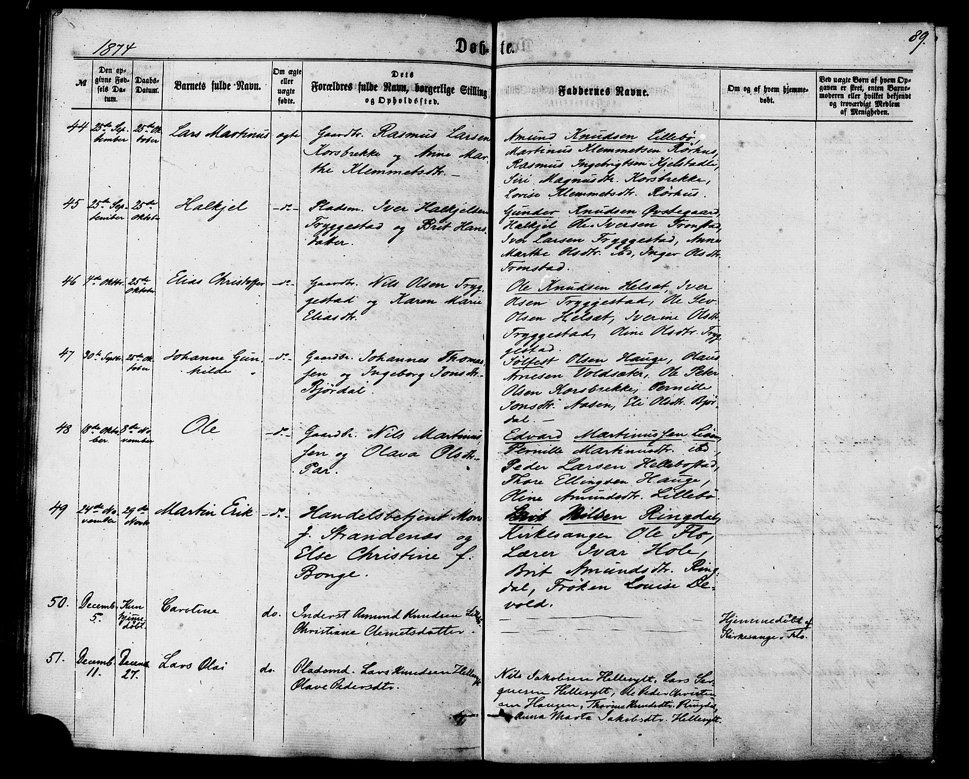 Ministerialprotokoller, klokkerbøker og fødselsregistre - Møre og Romsdal, SAT/A-1454/517/L0226: Parish register (official) no. 517A06, 1862-1881, p. 89