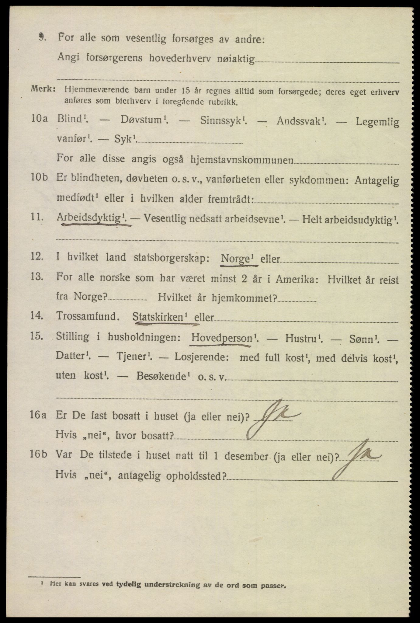 SAK, 1920 census for Bygland, 1920, p. 5258