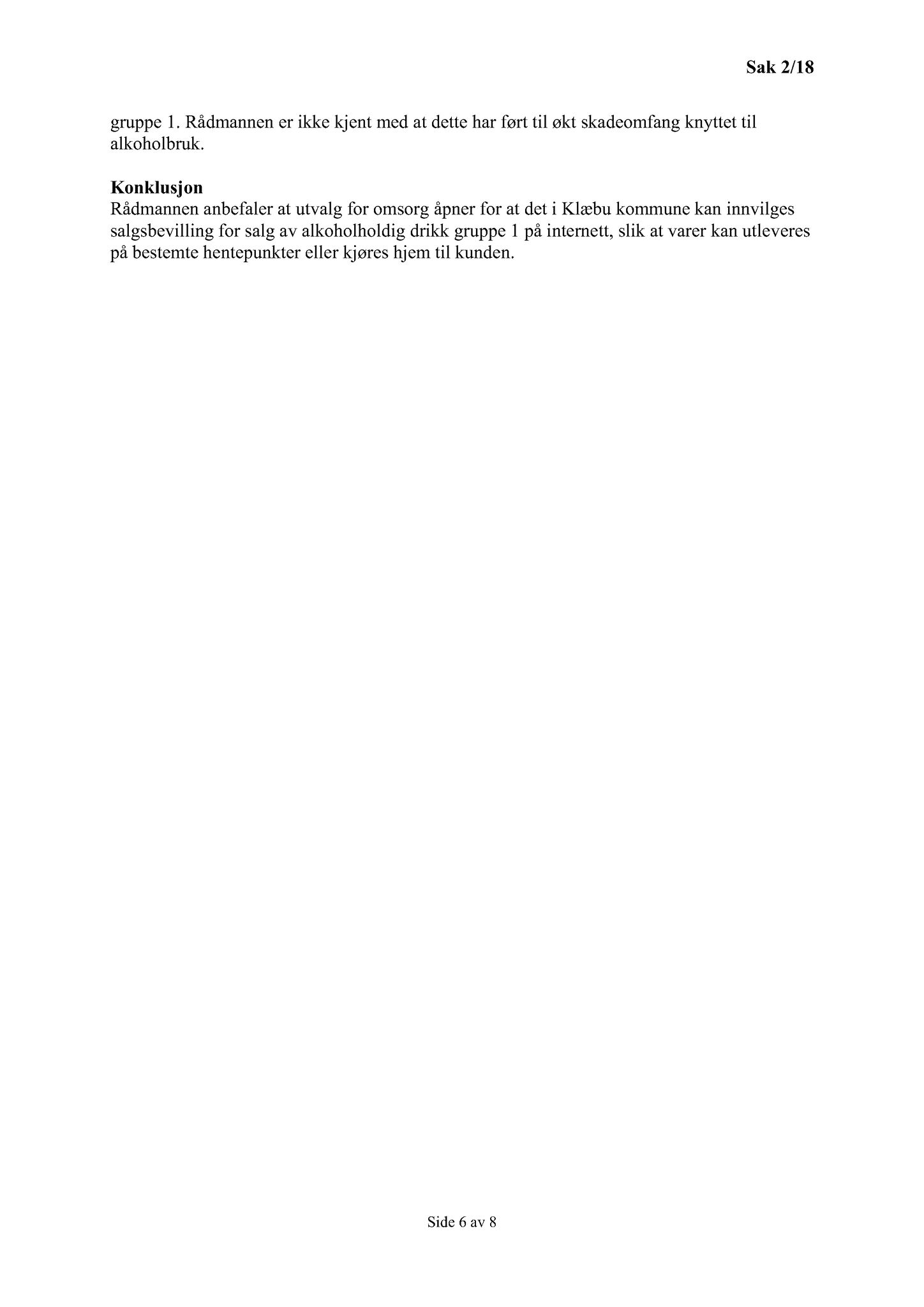 Klæbu Kommune, TRKO/KK/05-UOm/L009: Utvalg for omsorg - Møtedokumenter, 2018, p. 7