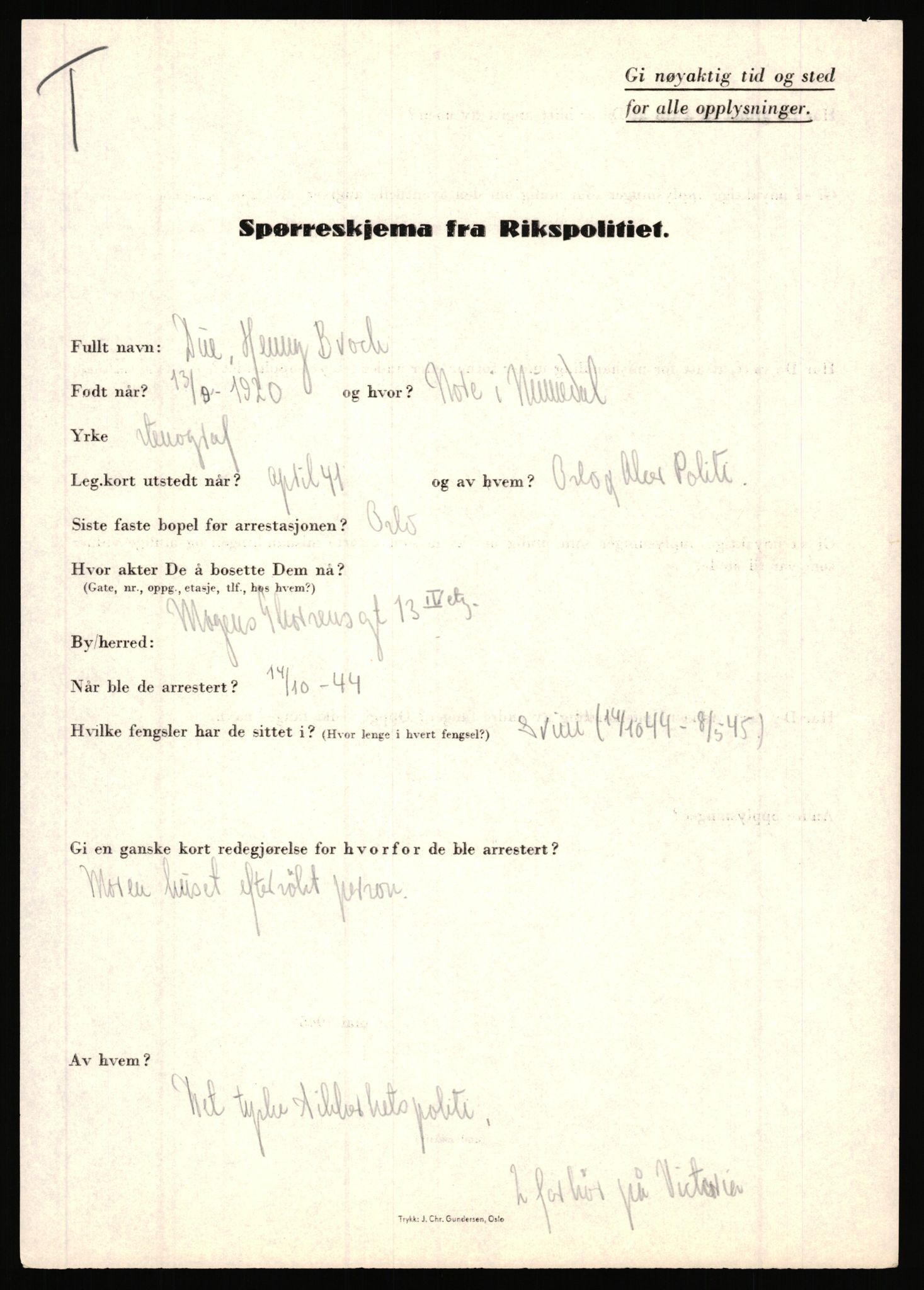 Rikspolitisjefen, AV/RA-S-1560/L/L0003: Bua, Bjarne - Erdal, Ingolf, 1940-1945, p. 536