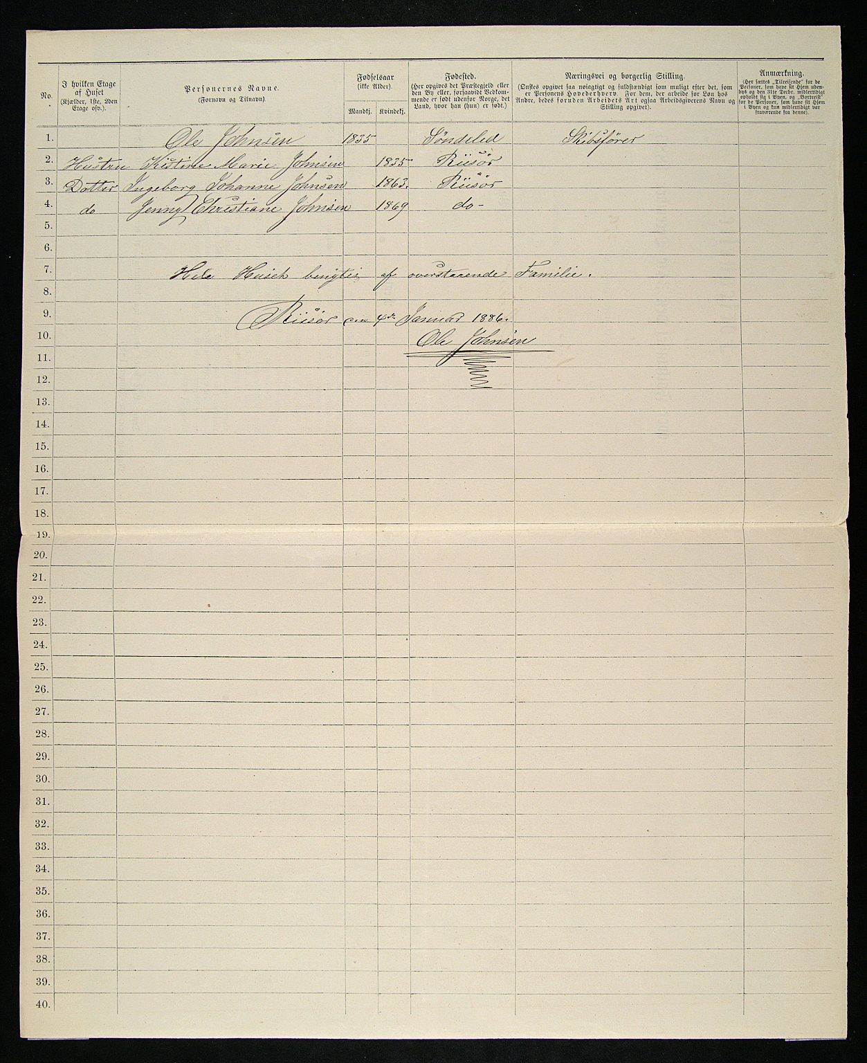 SAK, 1885 census for 0901 Risør, 1885, p. 145