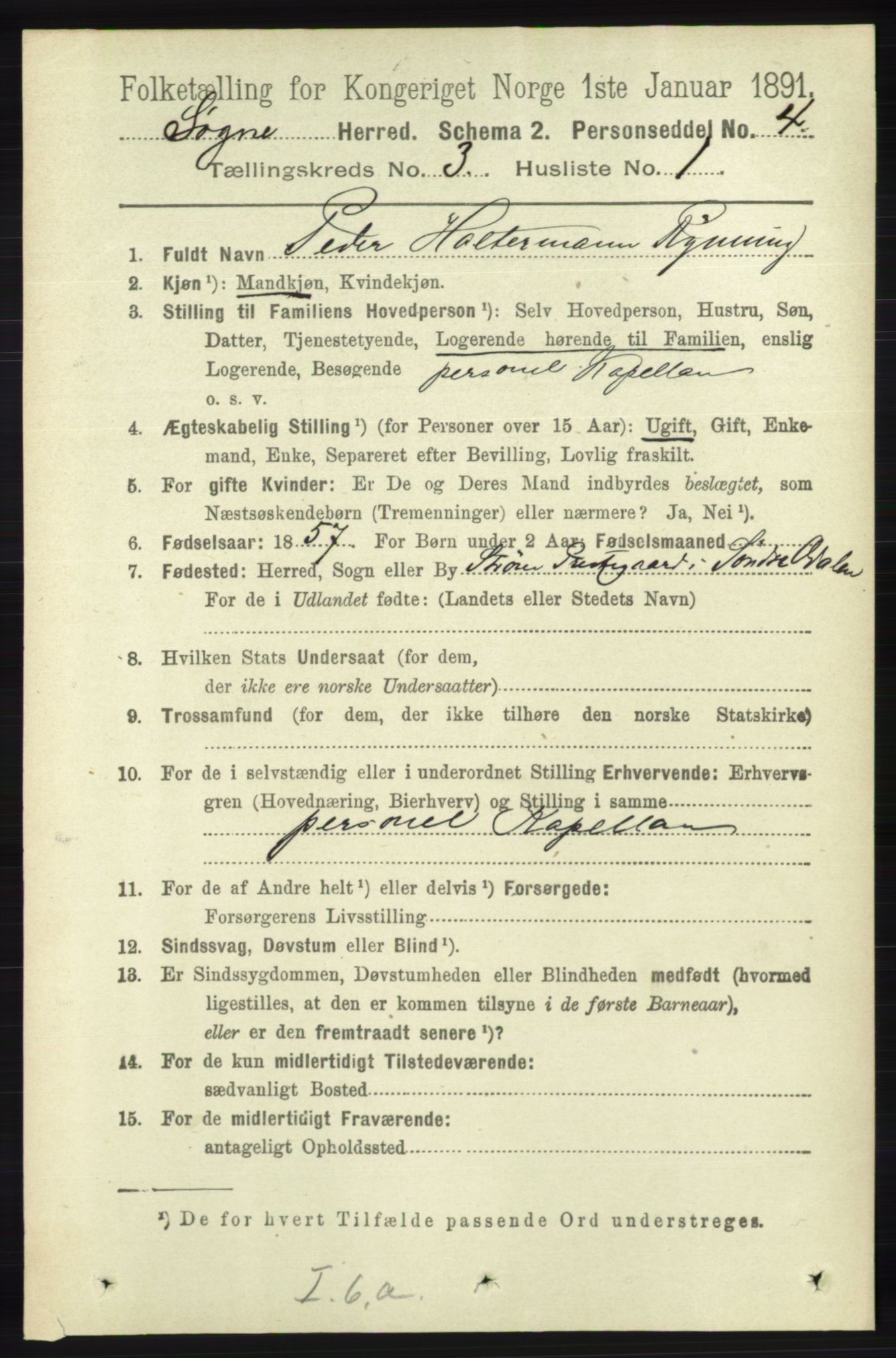 RA, 1891 census for 1018 Søgne, 1891, p. 320