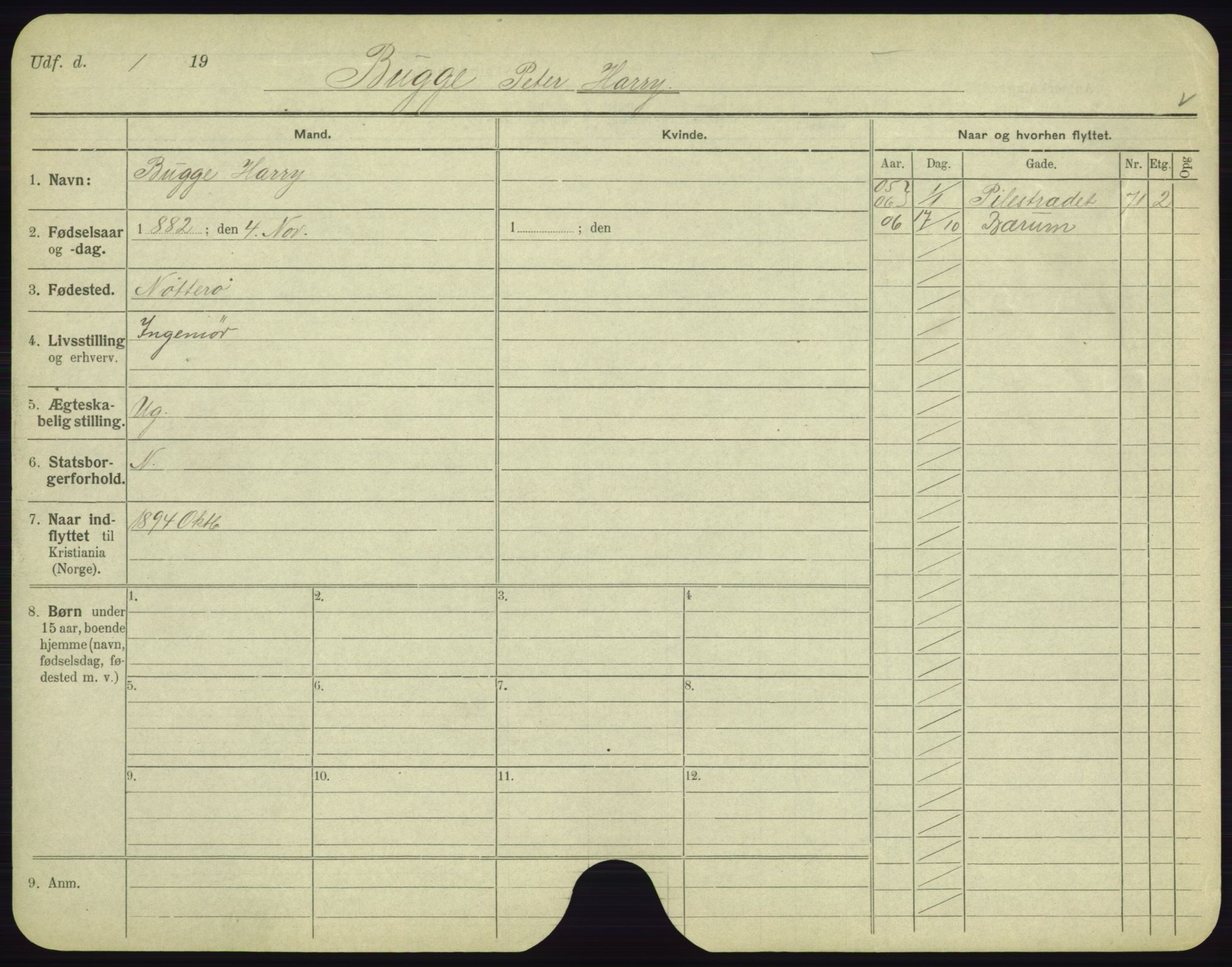 Oslo folkeregister, Registerkort, AV/SAO-A-11715/F/Fa/Fac/L0002: Menn, 1906-1914, p. 375a