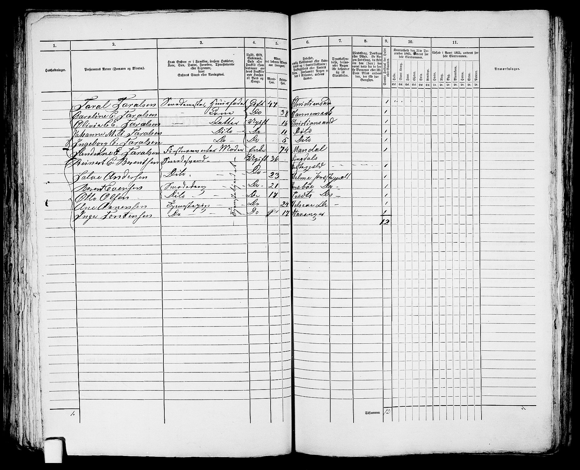 RA, 1865 census for Kristiansand, 1865, p. 1717