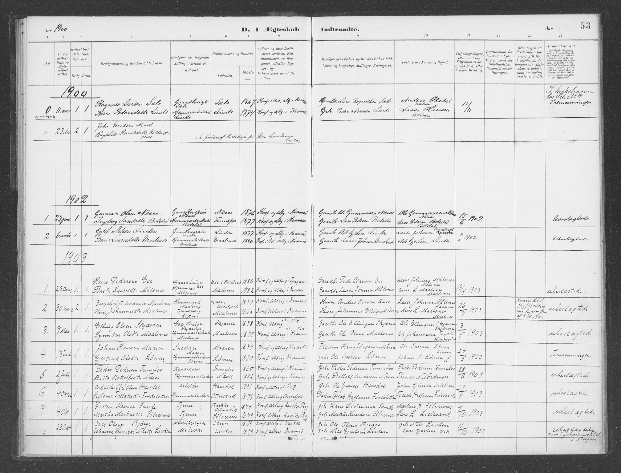 Balestrand sokneprestembete, SAB/A-79601: Parish register (official) no. D  2, 1891-1907, p. 53