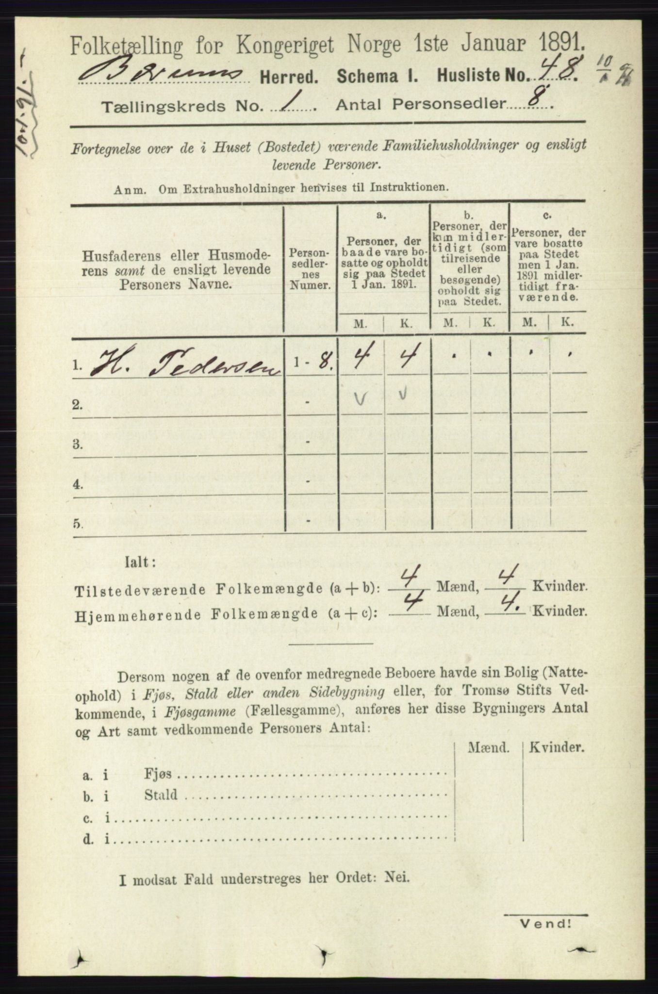 RA, 1891 census for 0219 Bærum, 1891, p. 91