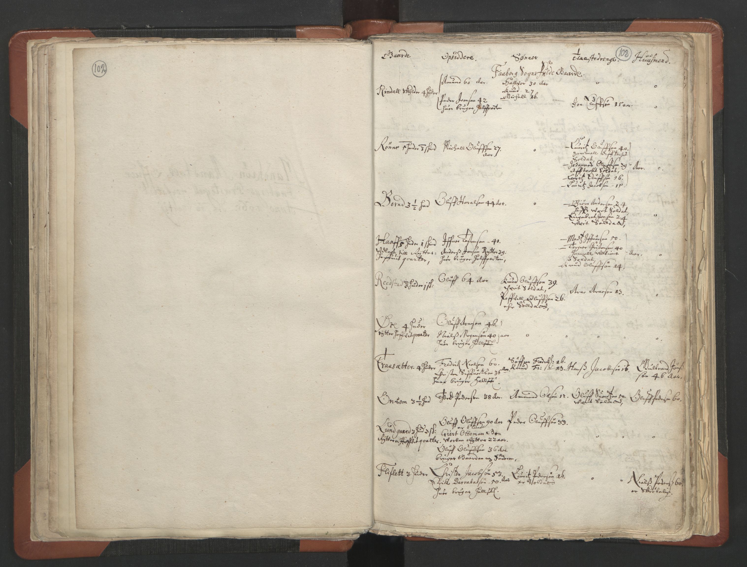 RA, Vicar's Census 1664-1666, no. 6: Gudbrandsdal deanery, 1664-1666, p. 102-103