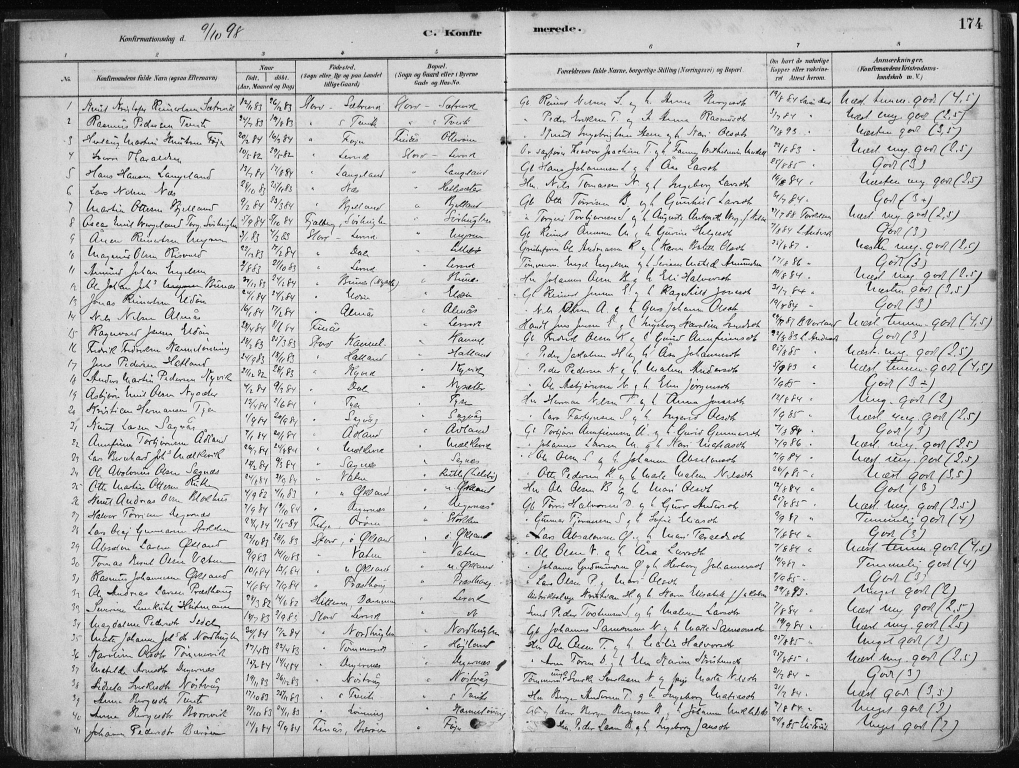 Stord sokneprestembete, AV/SAB-A-78201/H/Haa: Parish register (official) no. B 2, 1878-1913, p. 174