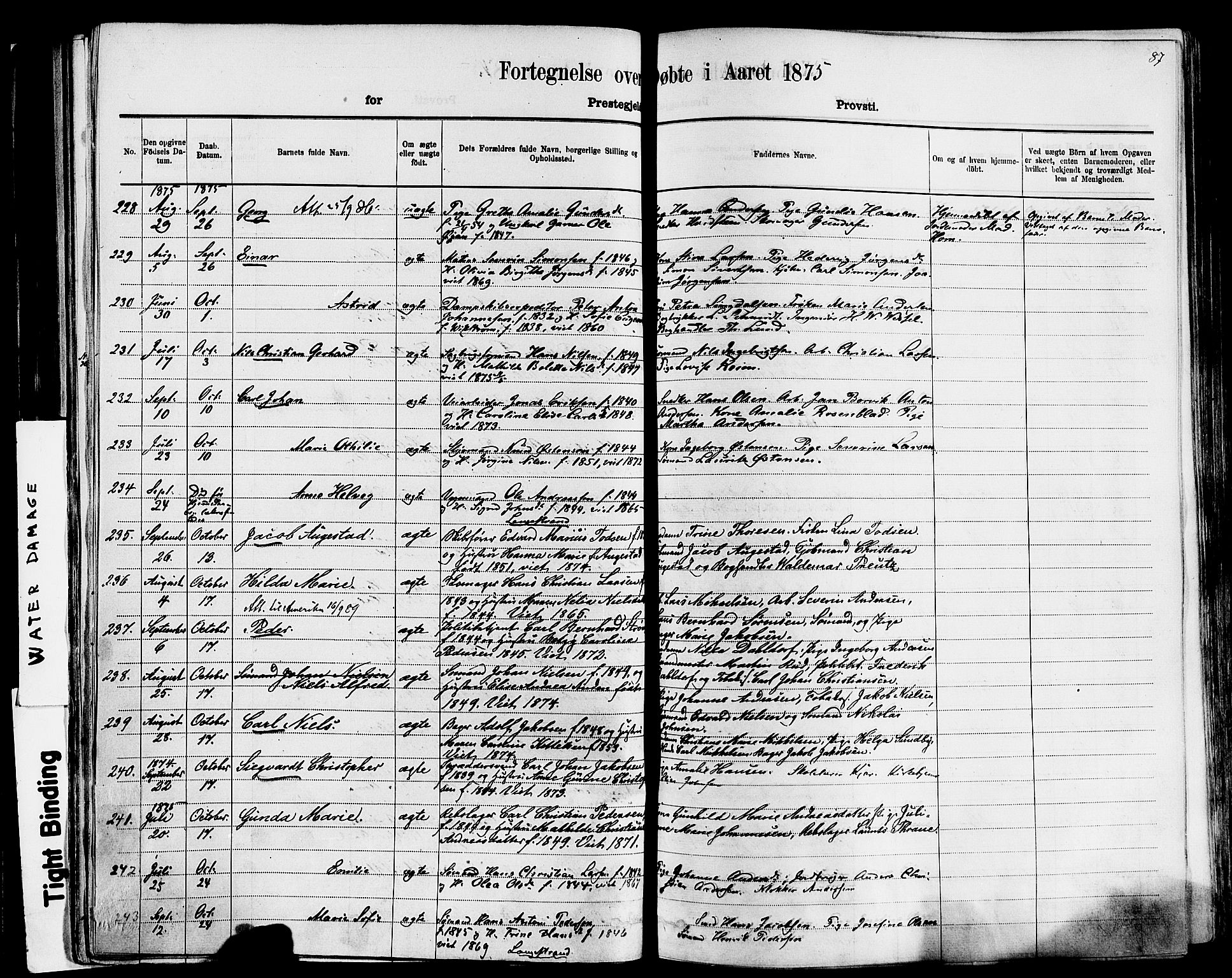 Larvik kirkebøker, AV/SAKO-A-352/F/Fa/L0006: Parish register (official) no. I 6, 1871-1883, p. 87