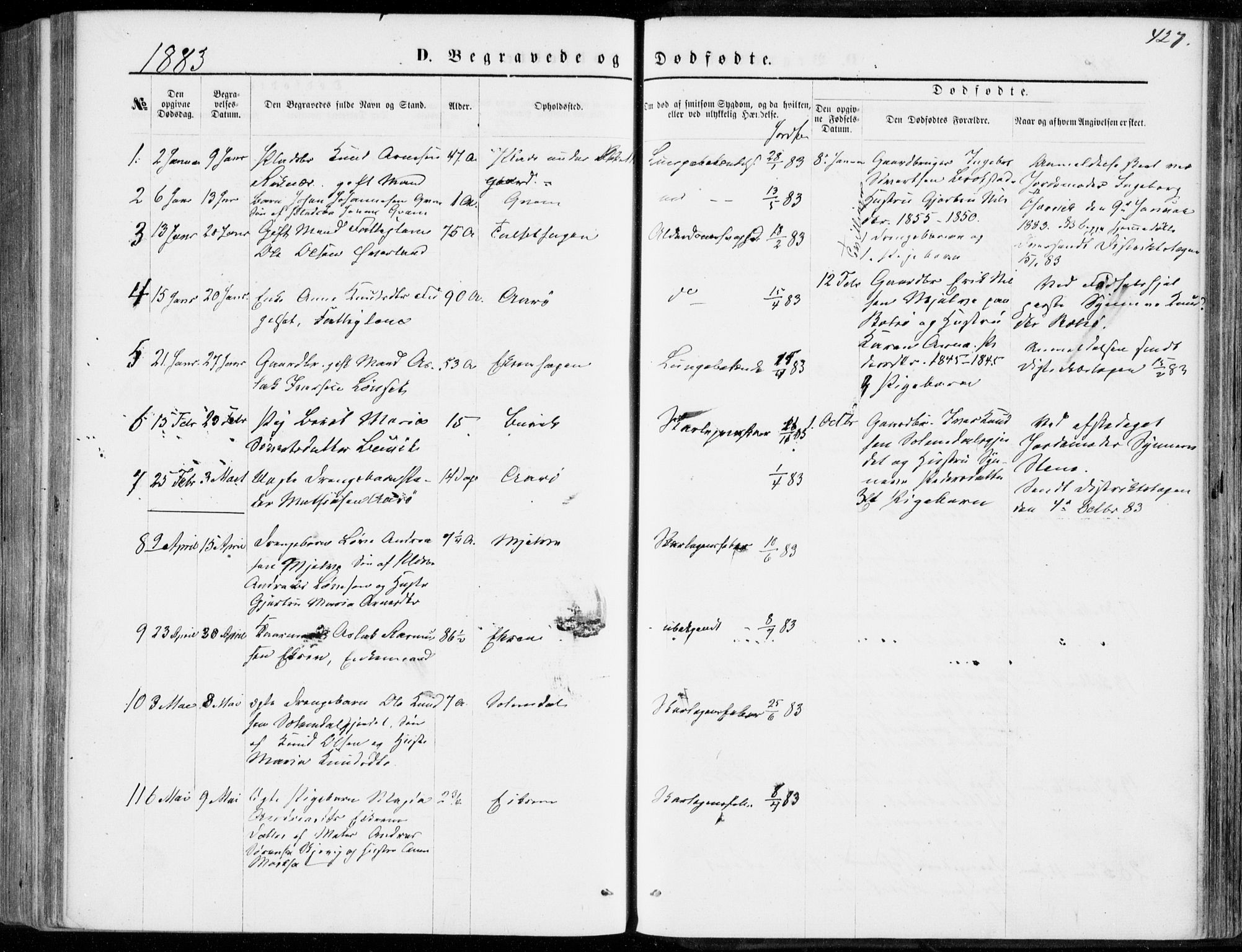 Ministerialprotokoller, klokkerbøker og fødselsregistre - Møre og Romsdal, SAT/A-1454/555/L0655: Parish register (official) no. 555A05, 1869-1886, p. 427