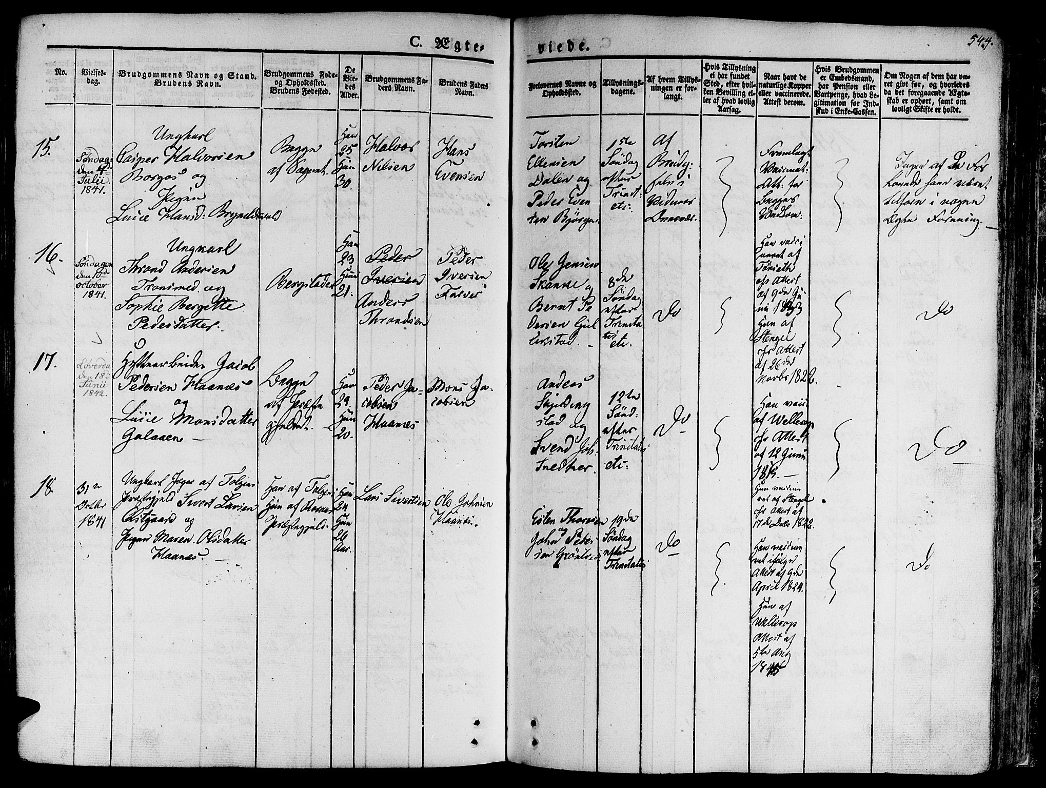 Ministerialprotokoller, klokkerbøker og fødselsregistre - Sør-Trøndelag, SAT/A-1456/681/L0930: Parish register (official) no. 681A08, 1829-1844, p. 544