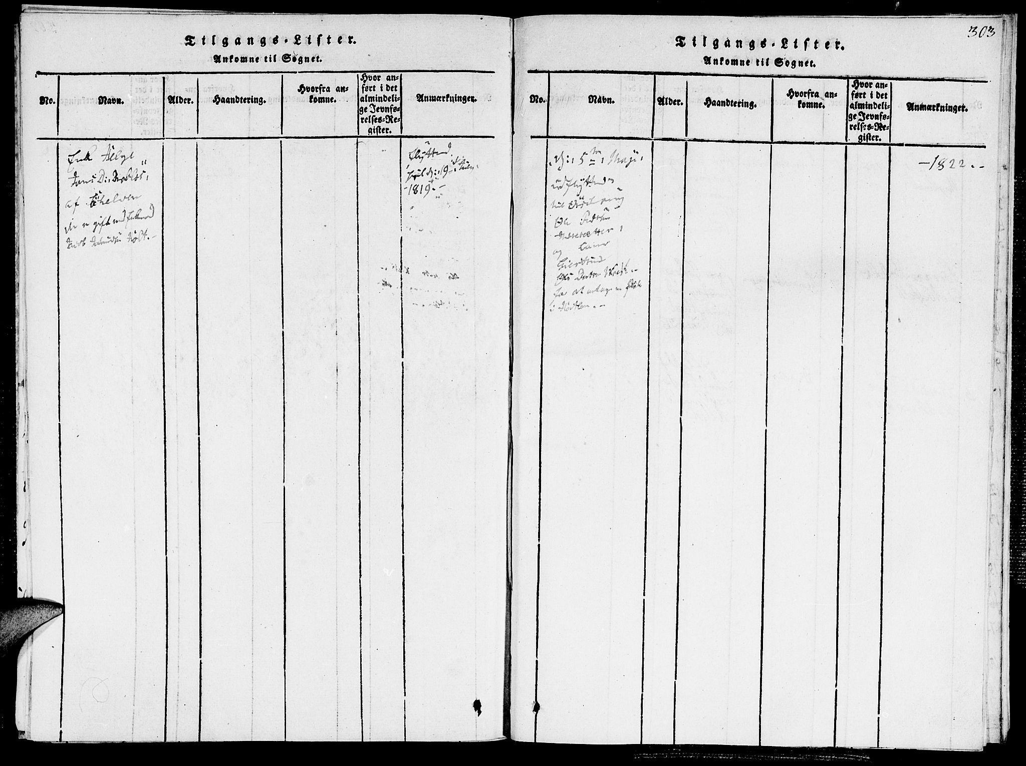 Ministerialprotokoller, klokkerbøker og fødselsregistre - Møre og Romsdal, SAT/A-1454/520/L0273: Parish register (official) no. 520A03, 1817-1826, p. 303