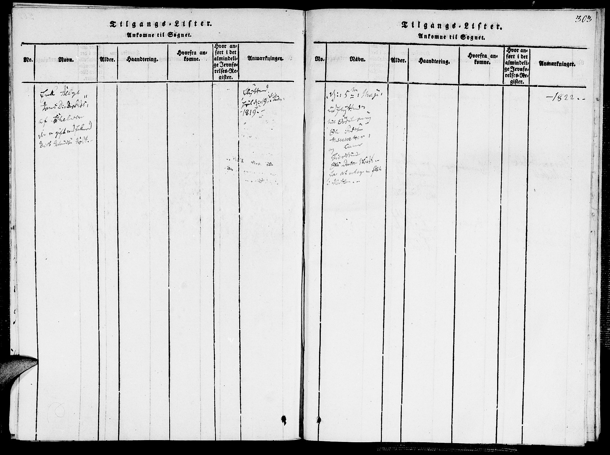 Ministerialprotokoller, klokkerbøker og fødselsregistre - Møre og Romsdal, AV/SAT-A-1454/520/L0273: Parish register (official) no. 520A03, 1817-1826, p. 303