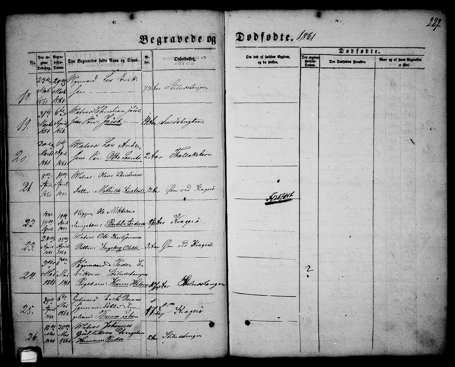 Kragerø kirkebøker, AV/SAKO-A-278/G/Ga/L0004: Parish register (copy) no. 4, 1853-1865, p. 227