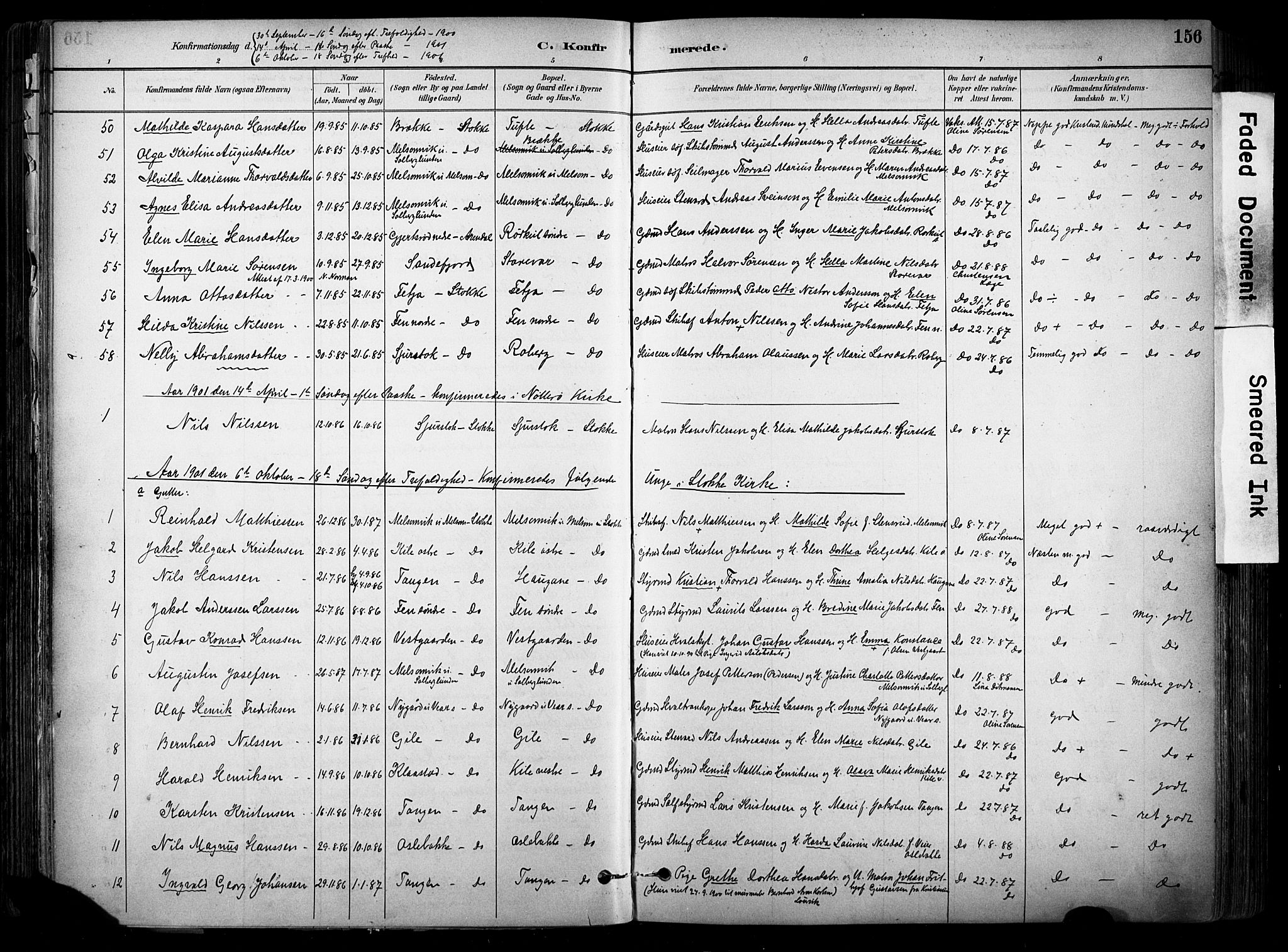 Stokke kirkebøker, SAKO/A-320/F/Fa/L0010: Parish register (official) no. I 10, 1884-1903, p. 156