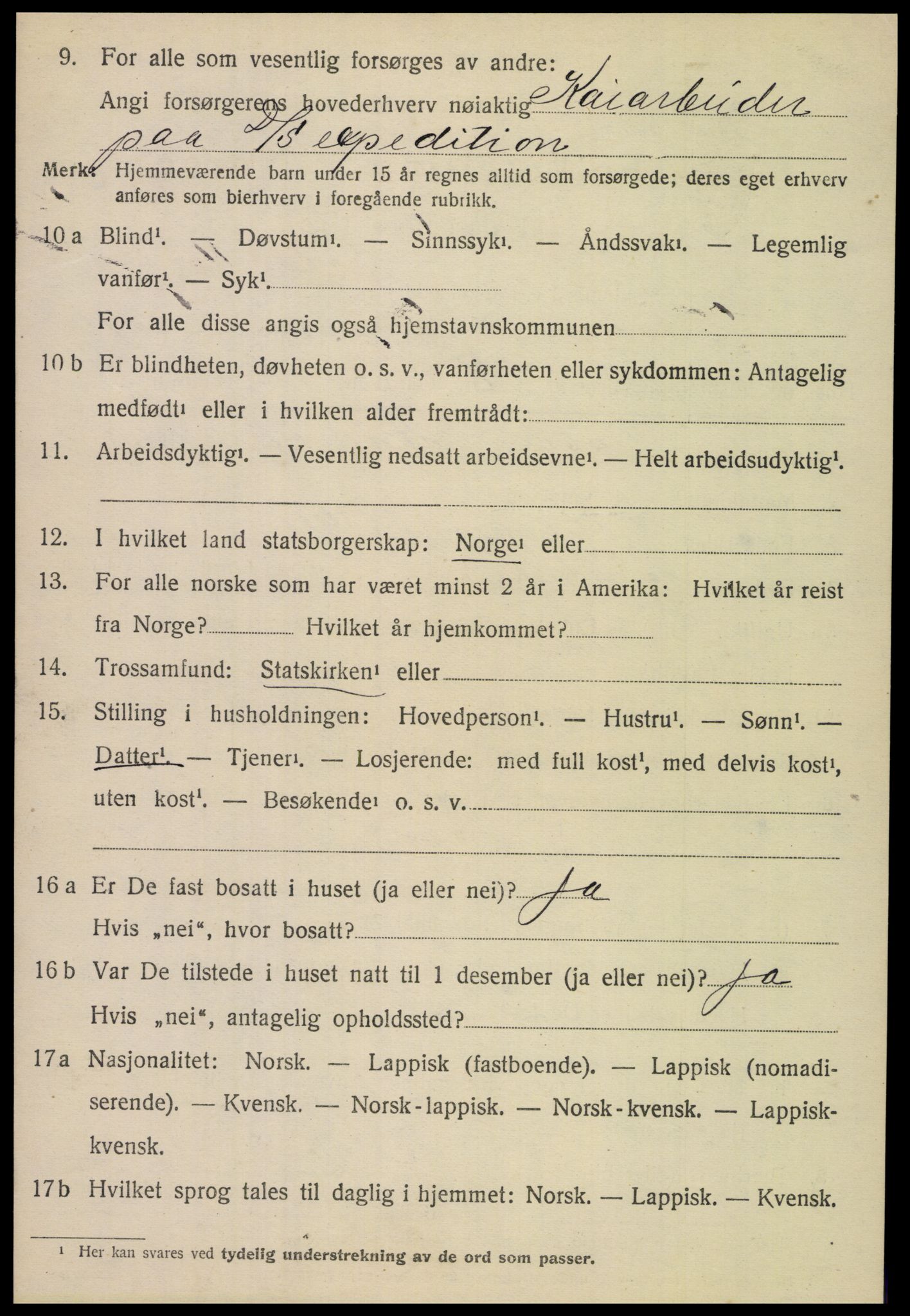 SAT, 1920 census for Steigen, 1920, p. 4755