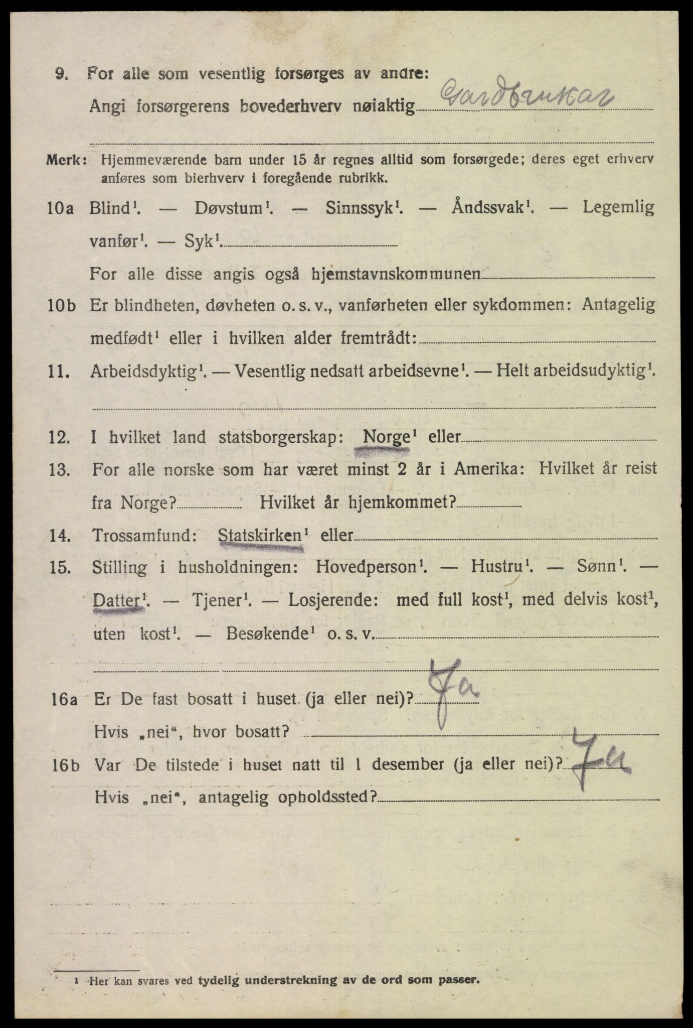 SAK, 1920 census for Øvre Sirdal, 1920, p. 1324