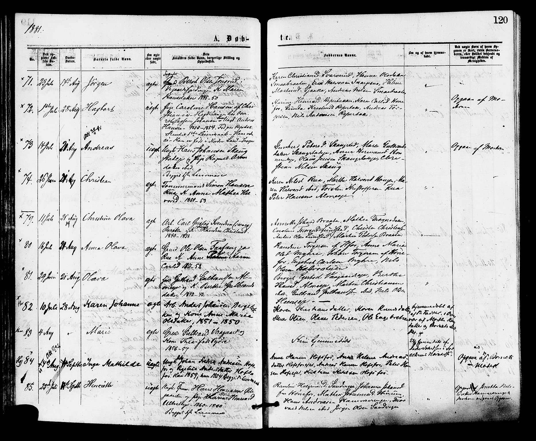 Norderhov kirkebøker, AV/SAKO-A-237/F/Fa/L0015: Parish register (official) no. 15, 1875-1884, p. 120