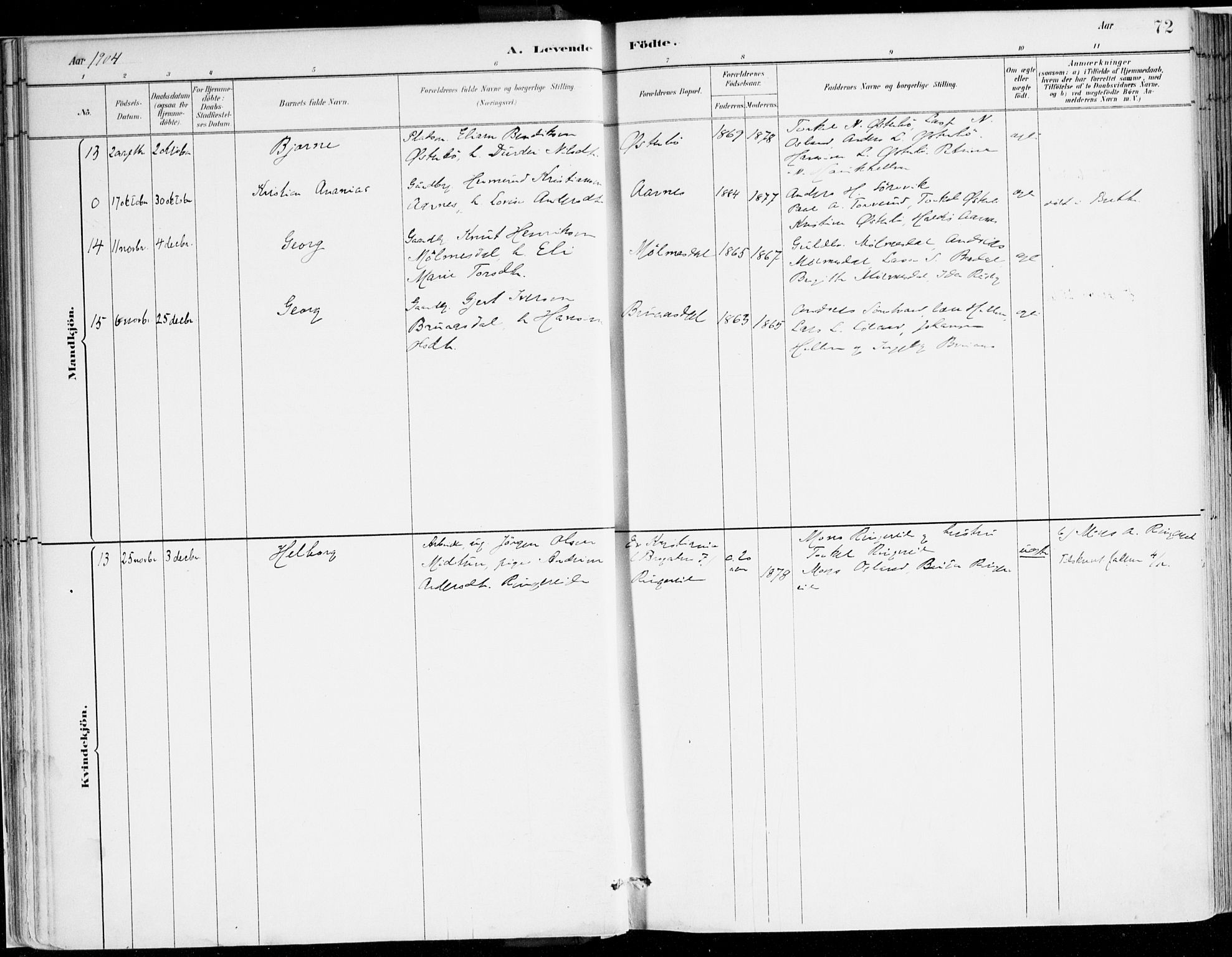 Lavik sokneprestembete, AV/SAB-A-80901: Parish register (official) no. B 1, 1882-1908, p. 72