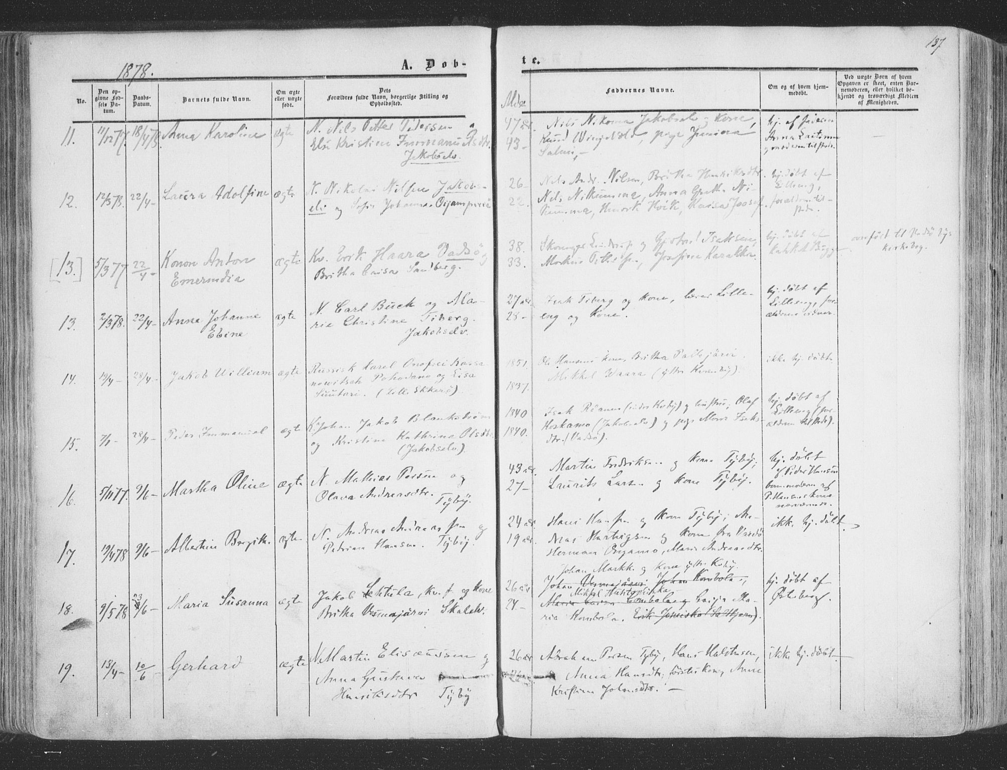 Vadsø sokneprestkontor, AV/SATØ-S-1325/H/Ha/L0004kirke: Parish register (official) no. 4, 1854-1880, p. 137