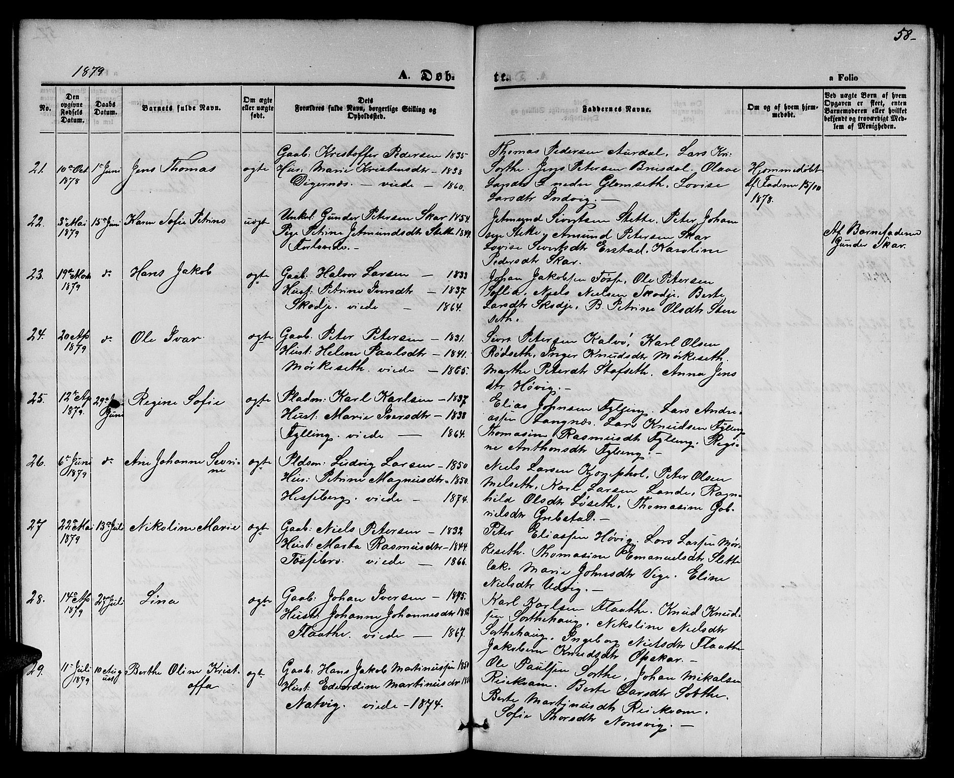 Ministerialprotokoller, klokkerbøker og fødselsregistre - Møre og Romsdal, AV/SAT-A-1454/524/L0364: Parish register (copy) no. 524C05, 1865-1879, p. 58