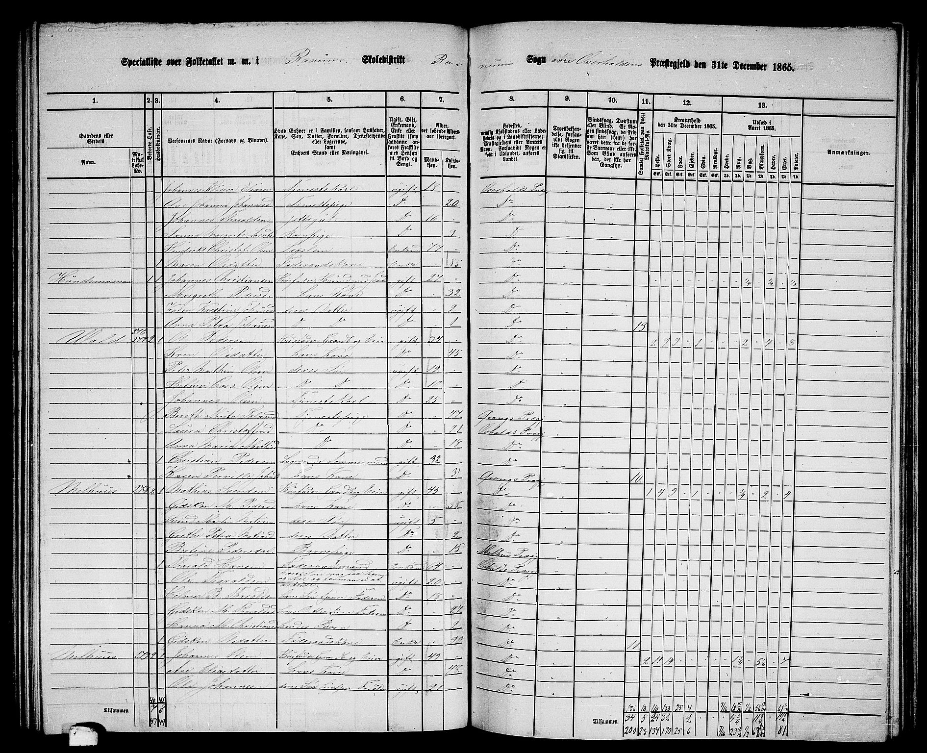 RA, 1865 census for Overhalla, 1865, p. 39